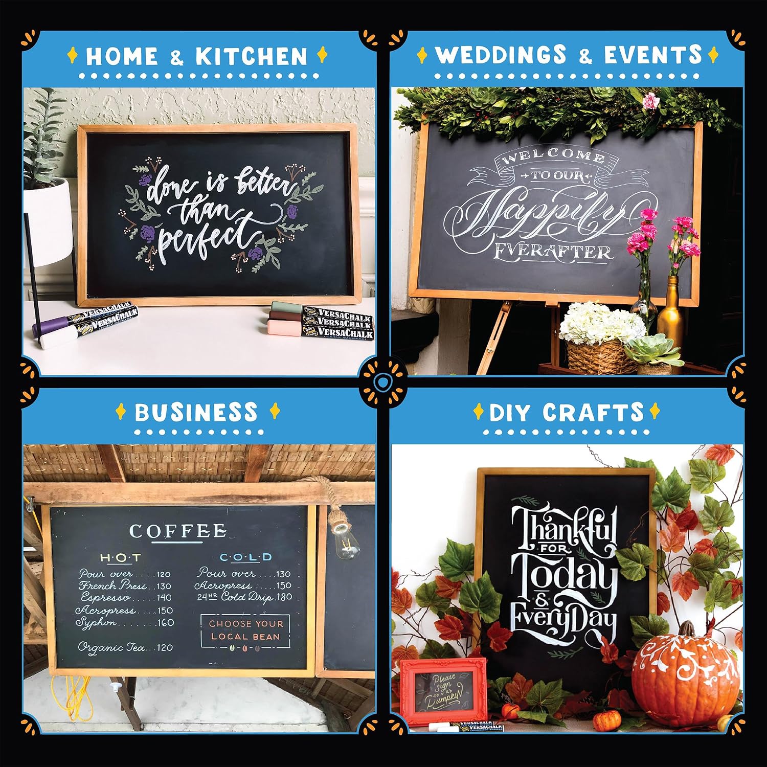 VersaChalk Chalkboard with Wooden Frame - 24" x 36"