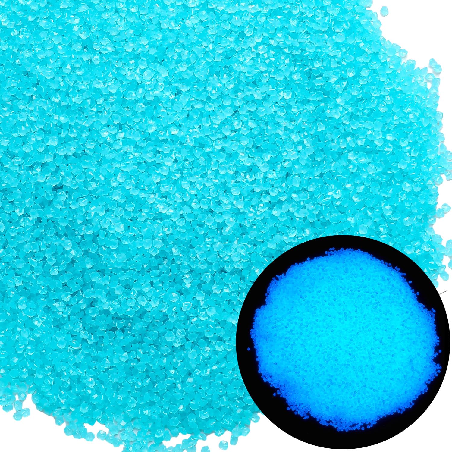 Landical 40000 Pcs 3-5mm Glow in the Dark Rocks Pebbles, Light Blue