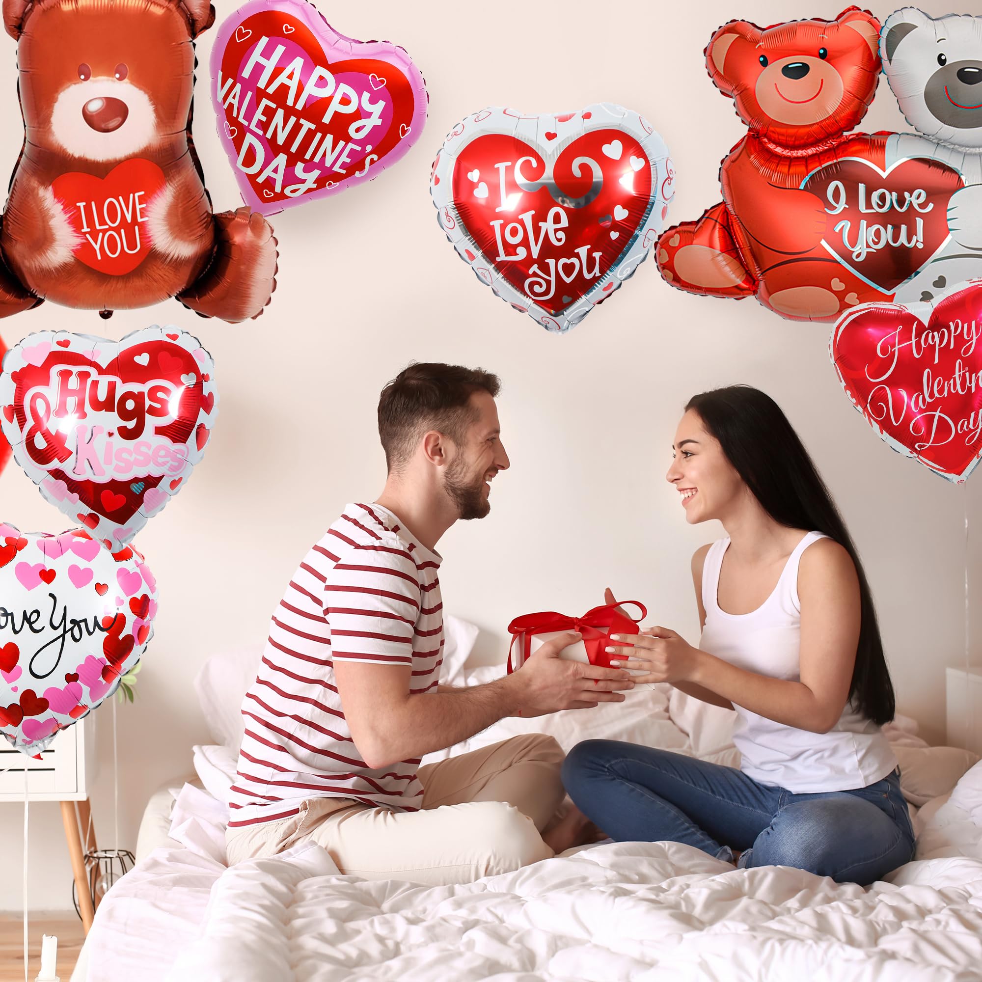 Luftballons zum Valentinstag, "Happy Valentines Day", rote Herz-Luftballons mit Aufschrift "I Love You", Mylar-Ballons für Jahrestag, besondere Nacht, Party, Dekoration, Hochzeit, Valentinstag