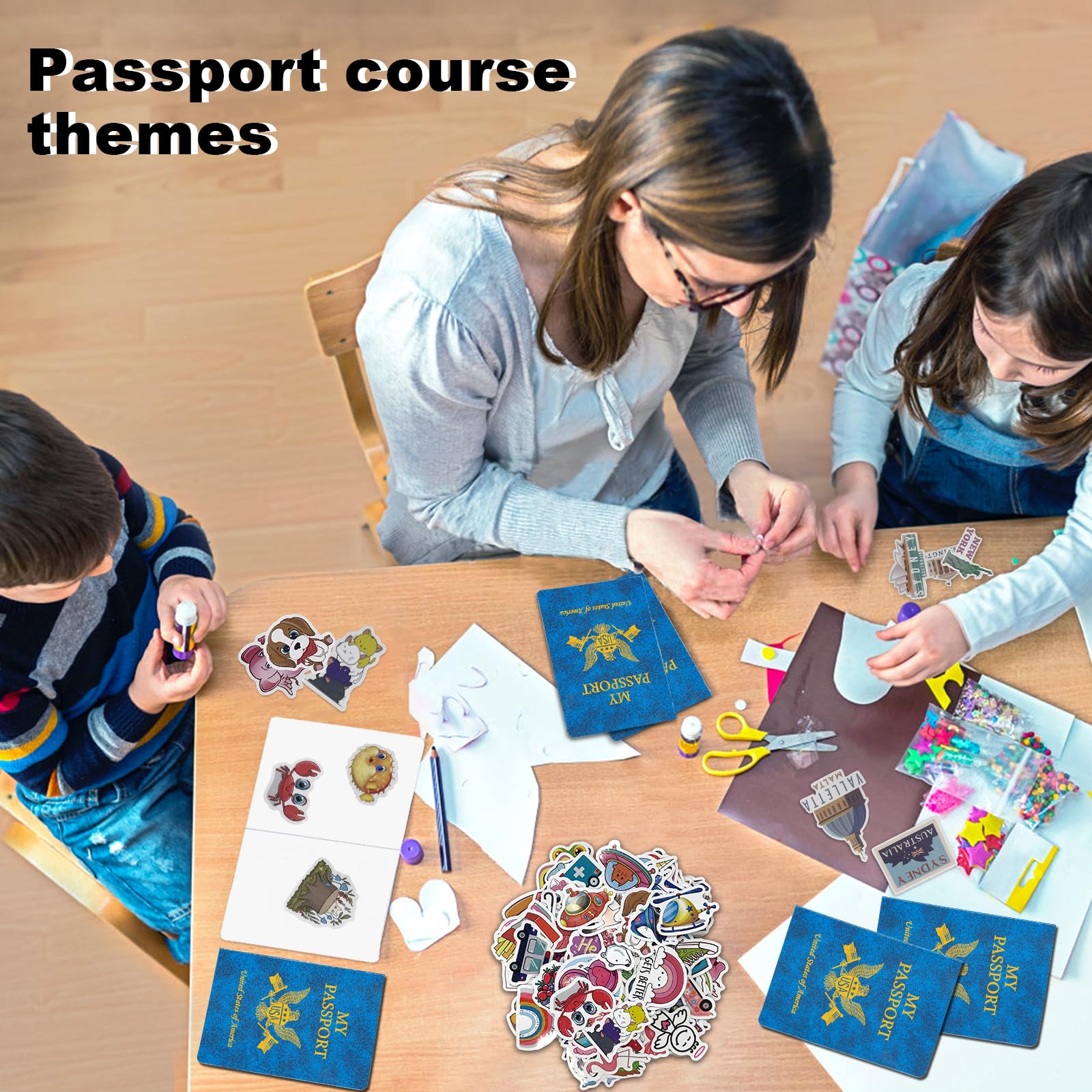 30 cuadernos de pasaportes en blanco para diario de viaje, sellos de pasaporte para niños, pasaporte falso para fiesta temática escolar, viajes mundiales, actividades de simulación, recuerdos de