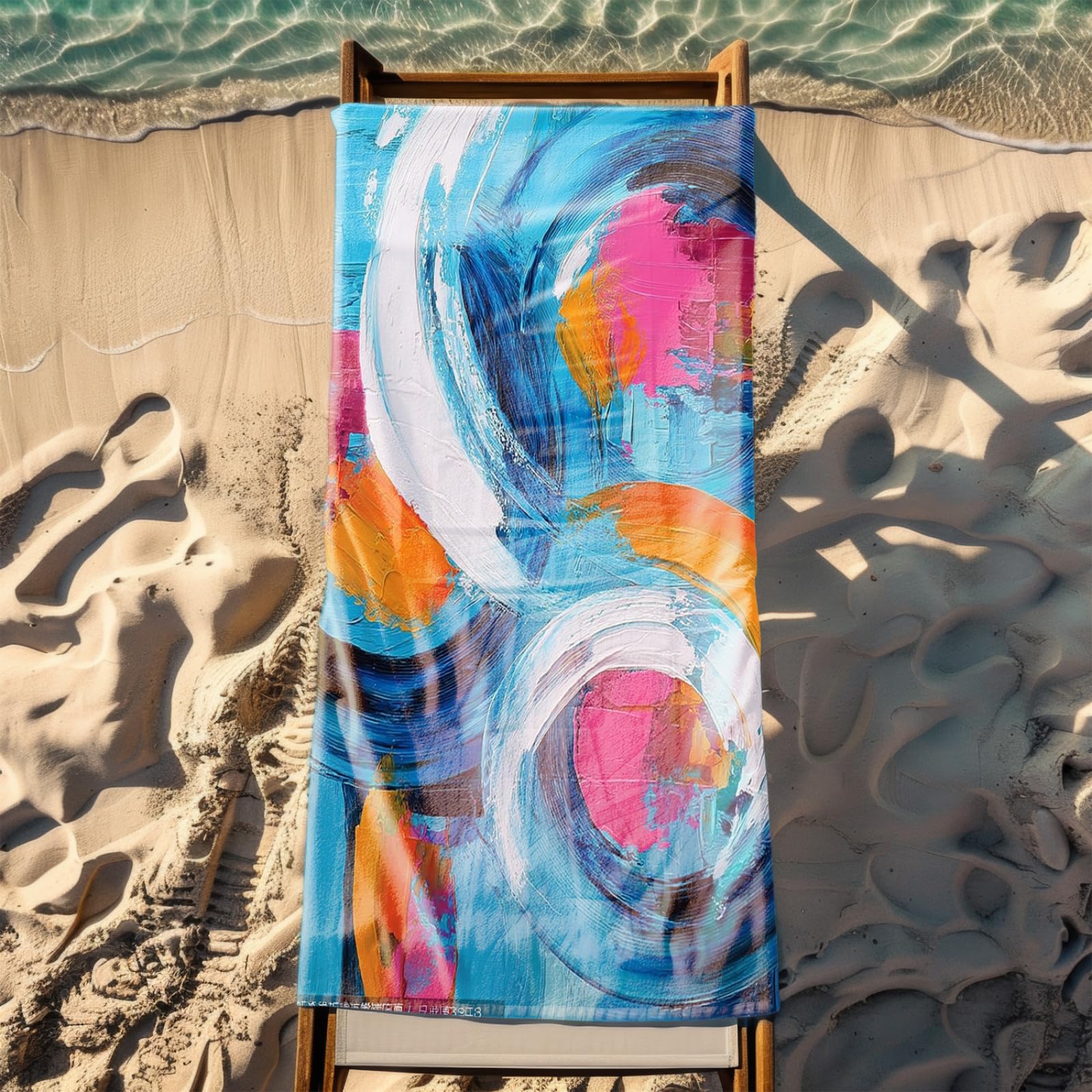 Genérico Toalla Playa Grande Abstracto Azul Naranja Microfibra Secado Rápido Oversize Toalla Sin Arena Súper Ligera Piscina Camping Picnic Yoga Gimnasio Y Deportes Viaje