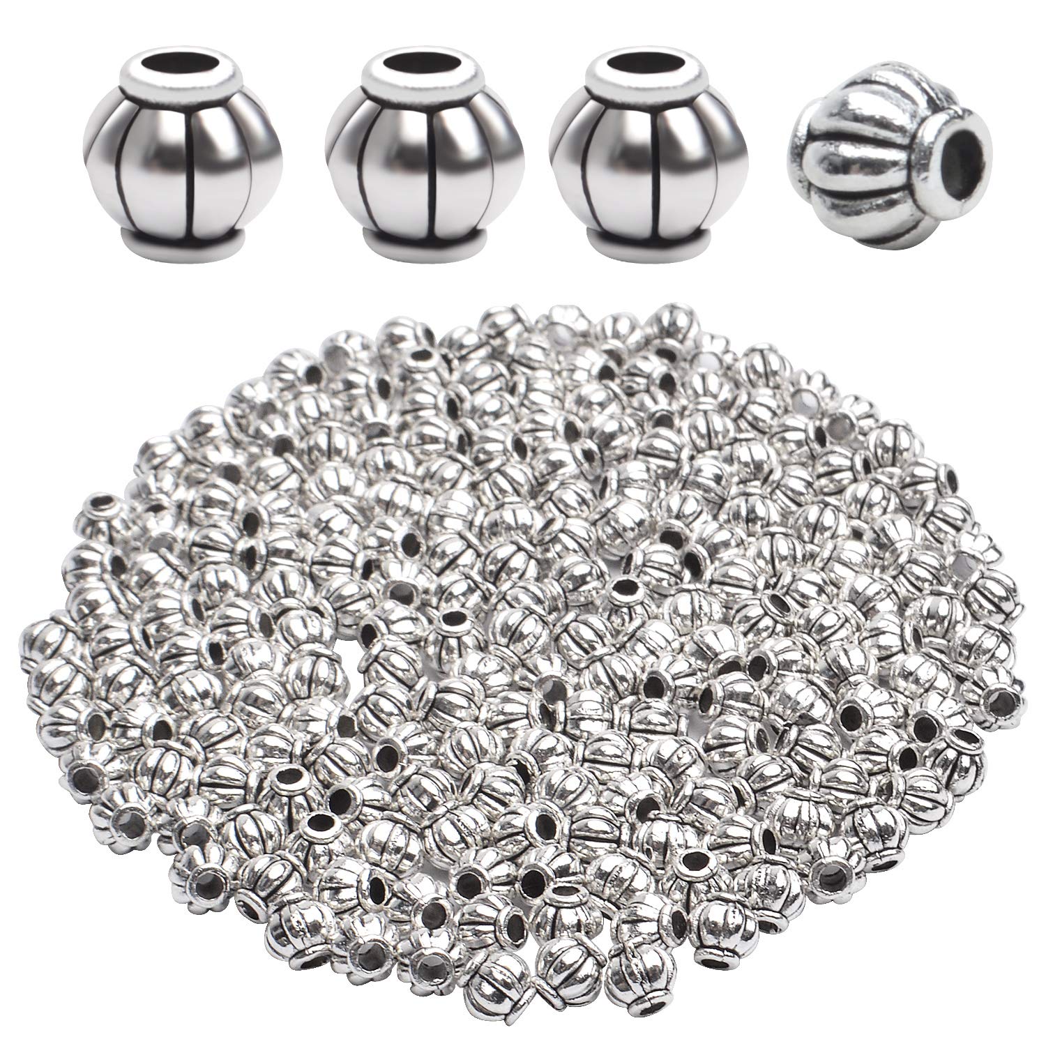 Lot De 50 Perles Intercalaires Bicônes En Laiton Argenté (argent Tibétain) 5x4 Mm