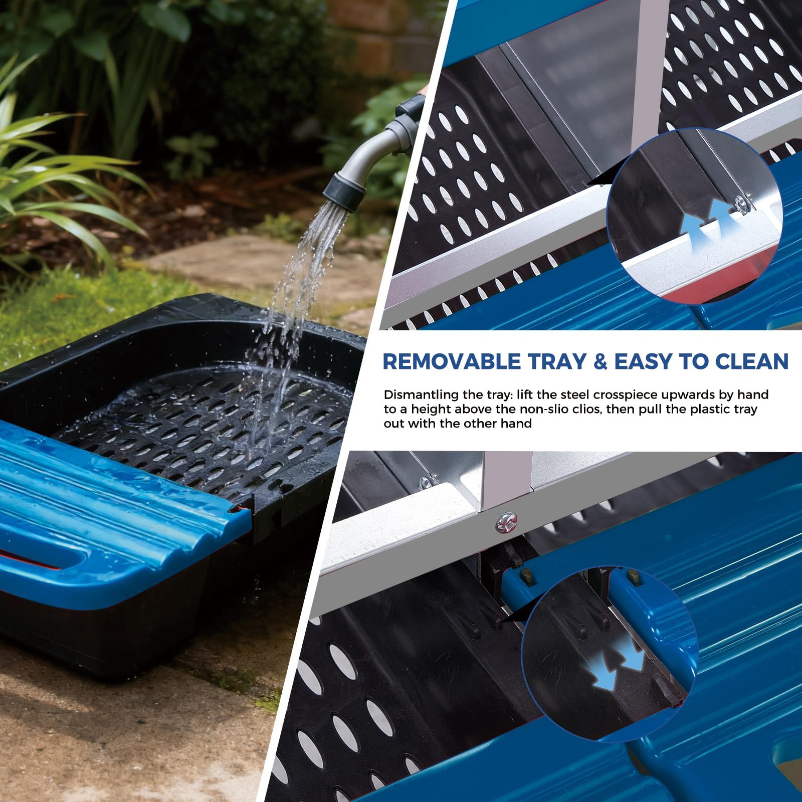 Garvee Nido per Galline Ovaiole in Metallo Zincato, 3 Scomparti con Supporto Indipendente e Vassoio Estraibile, Design Roll-away per Raccolta Uova Pulite, Facile da Pulire, 78x51x51 cm, Blu