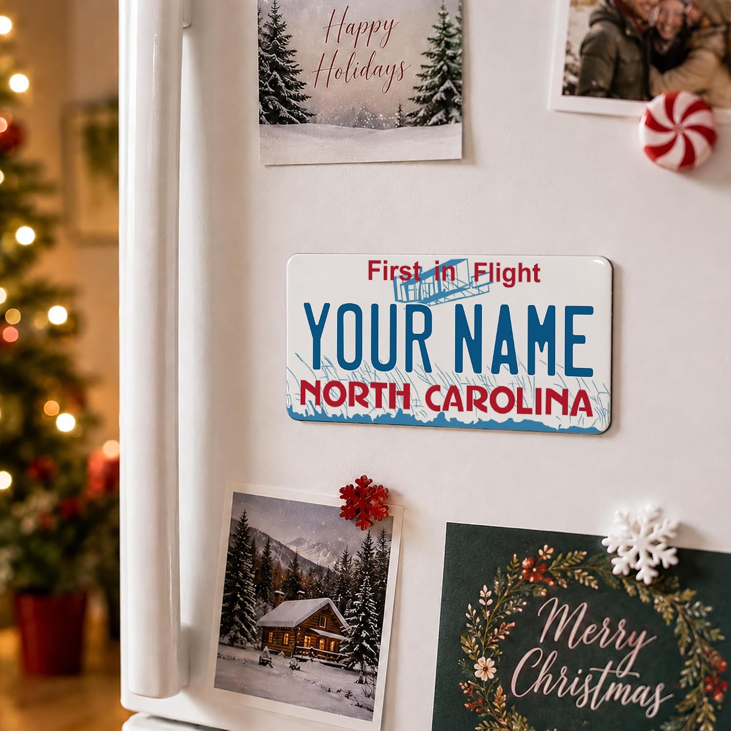 Personalized License Plate Magnet, Custom Fridge Magnet with Your Text, All 50 States Available, Durable Hardboard Refrigerator Magnet, State License Plate Souvenir, North Carolina, Large 4.43x9Inch image 5