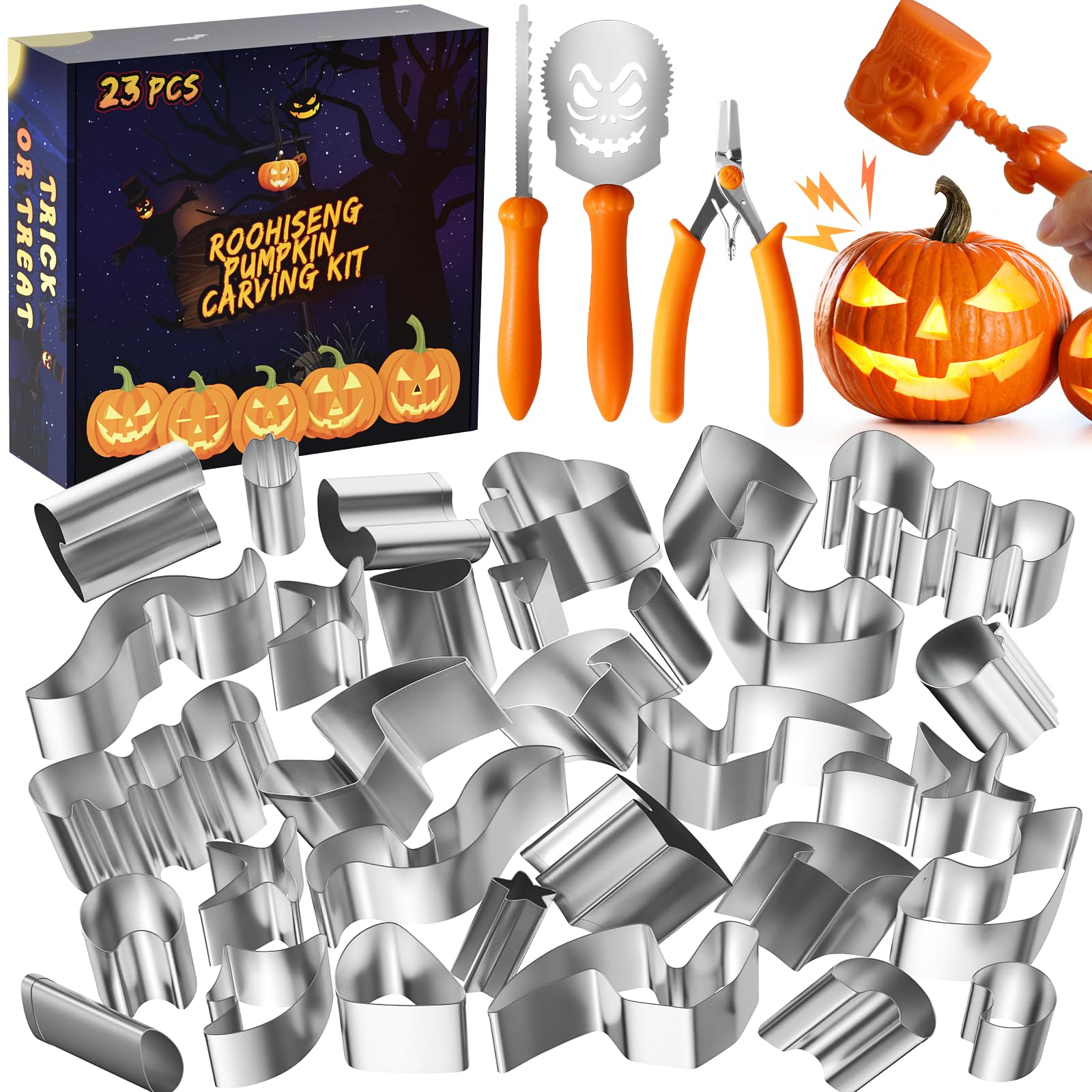 Amazon.com: Roohiseng Pumpkin Carving Kit Tools for Kids