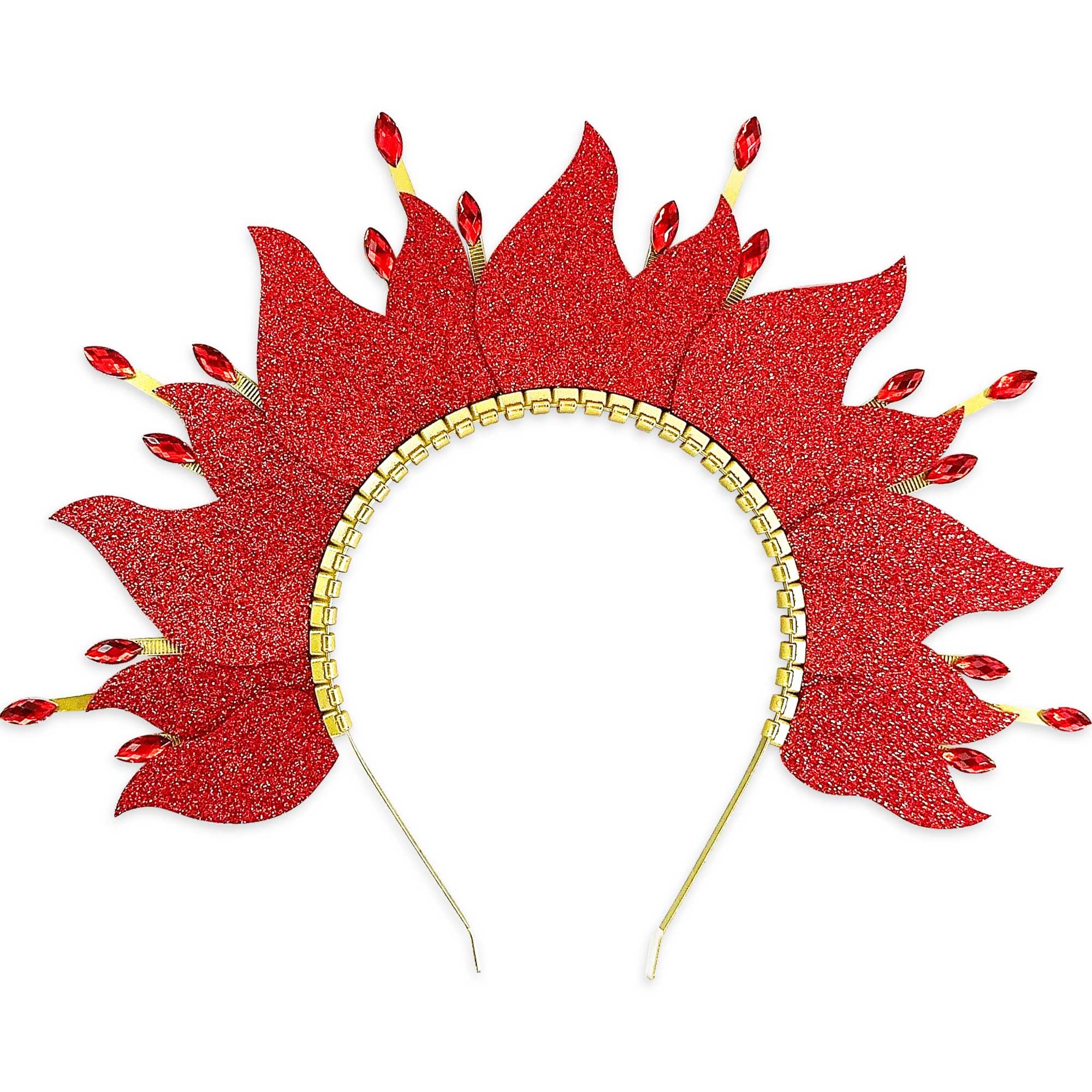 BACH AND BOUJEE Fire Flame Headpiece Sun Halo Crown Headband Carnival Accessories Headdress Mardi Gras Rave Festival for Women Costume Supplies