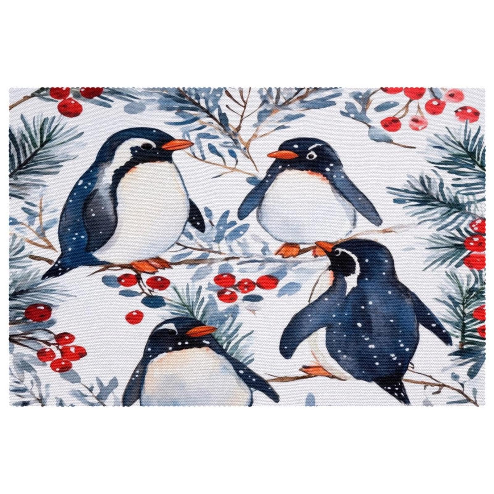 Set de table motif baies rouges lot de 4 en textile Oxford dense