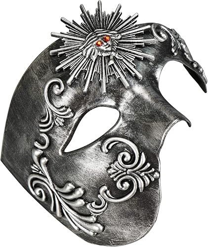 Miniatura 8 de Thmyo Half Face - Máscara de mascarada de carnaval veneciano para hombre, diseño vintage de Phantom of the Opera