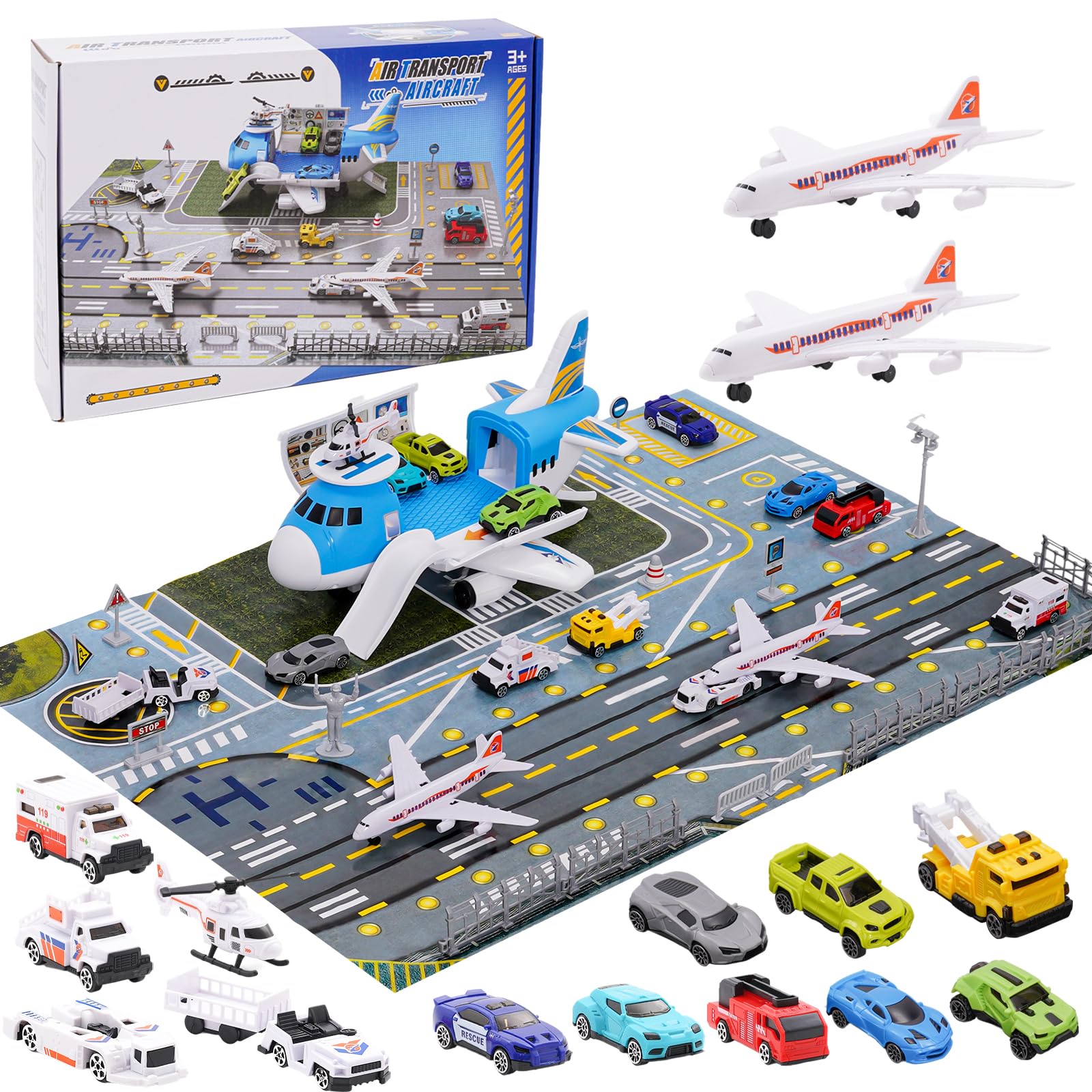 Teamsterz Servizio di polizia Transporter Vehicle Playset | Giocattoli per veicoli di polizia, camion | Per interni ed esterni | Lanciatore di auto giocattolo | Deposito auto e rampa | Età 3