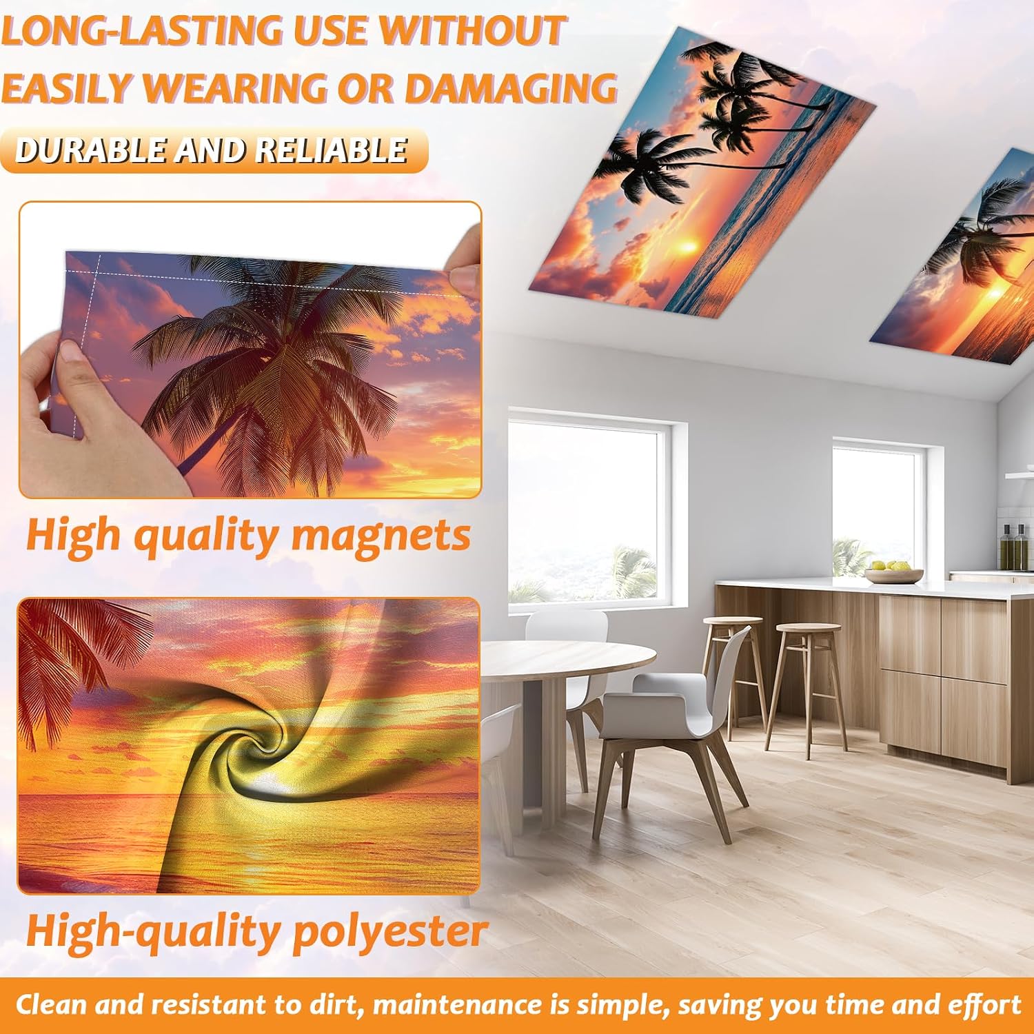 8 Pcs Fluorescent Light Covers with 80 Magnets Decorative for Classroom Ceiling Lights 4 x 2 Feet Magnetic Light Covers Filter Easy Install for Office Hospital & Home Drop Ceiling Supplies (Sea Wave)