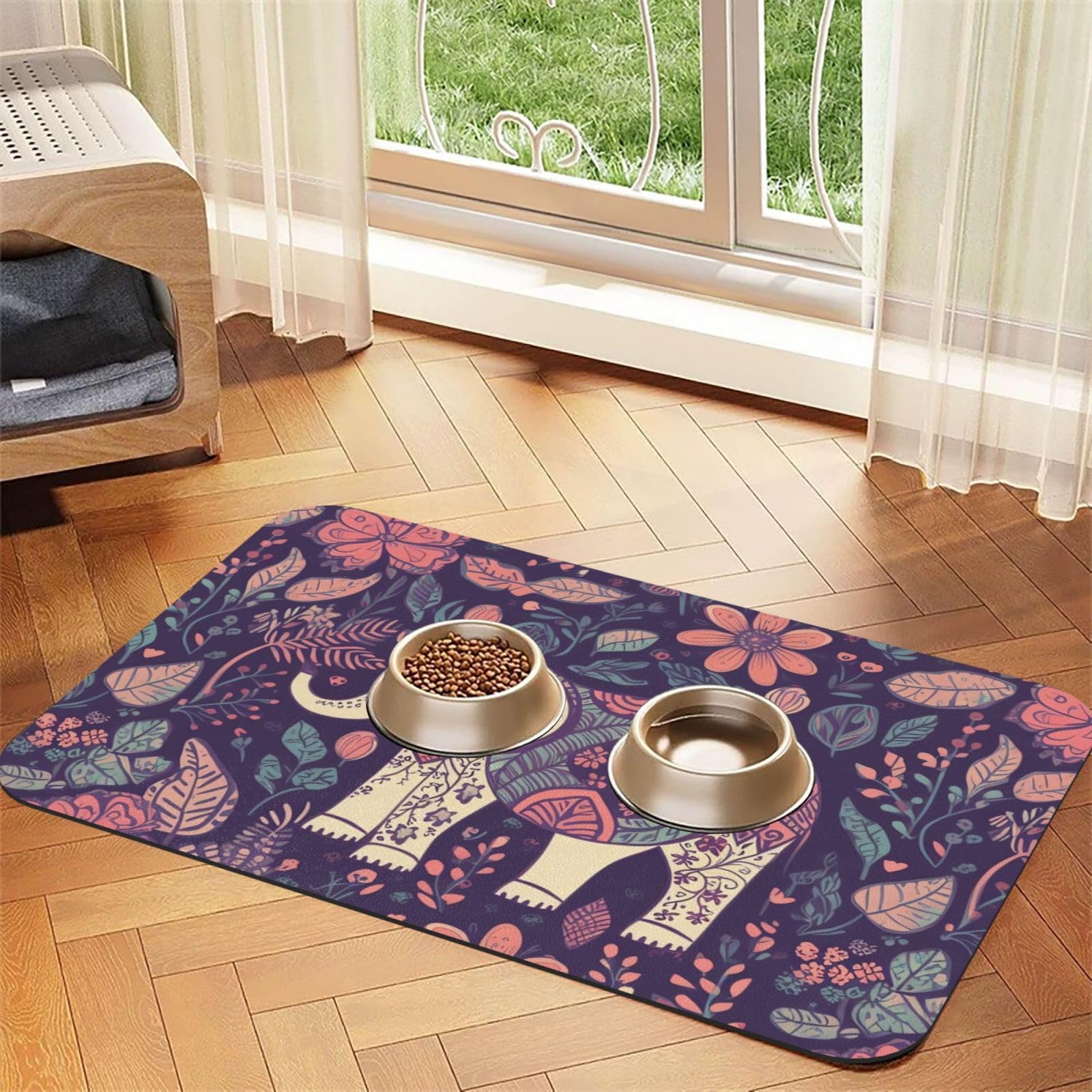 Tapis d'alimentation chien super absorbant et antidérapant lavable vaisselle