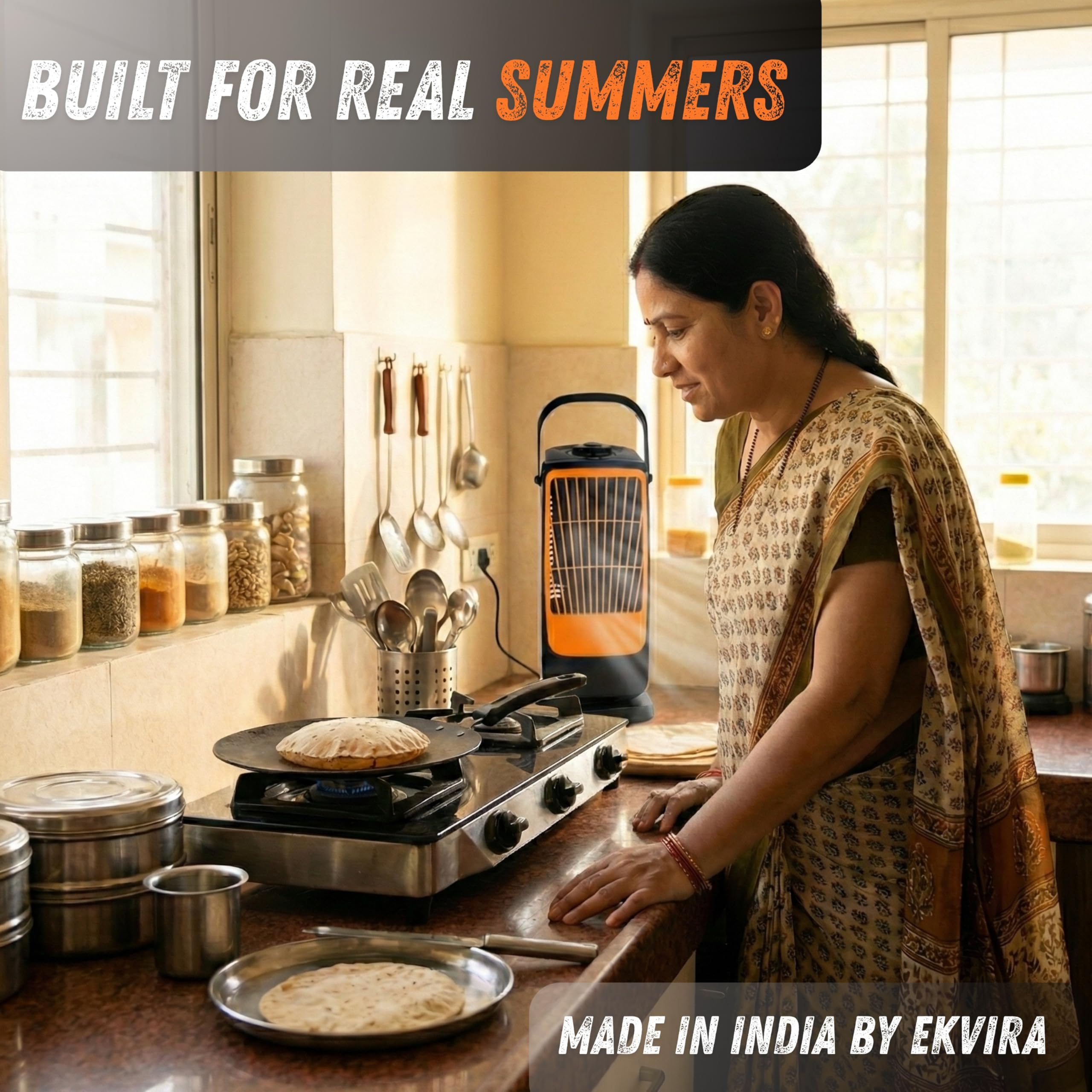 Ekvira Aura High Speed Cooling Fan NEW | High Speed Tower Fan | 120° Oscillation | 3 Speed Single-Knob Control | Bladeless Safe Design | 1 Year Warranty | Portable Table Fan for Home Office Kitchen 3
