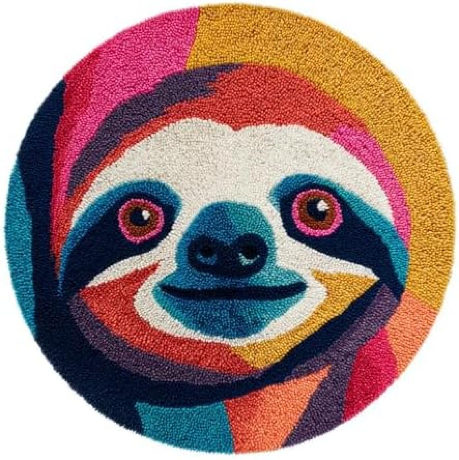 XDEGHUANGSS Latch Hook Rug Kit Sloth Round Rug 52x52cm