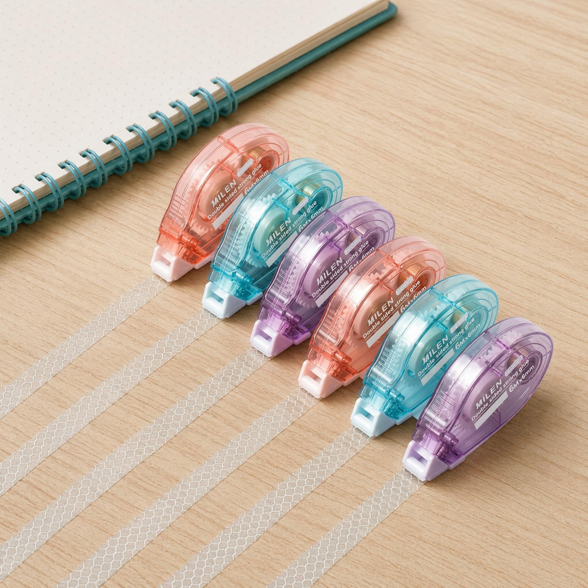 Glue Tape Roller, 6PCS Double Sided Tape Dispenser for Scrapbooking Supplies, Strong Adhesion Glue Roller for School Home Office Crafts, Cards,Photo,Journal and Scrapbook Accessories(0.24in X 19.68ft)