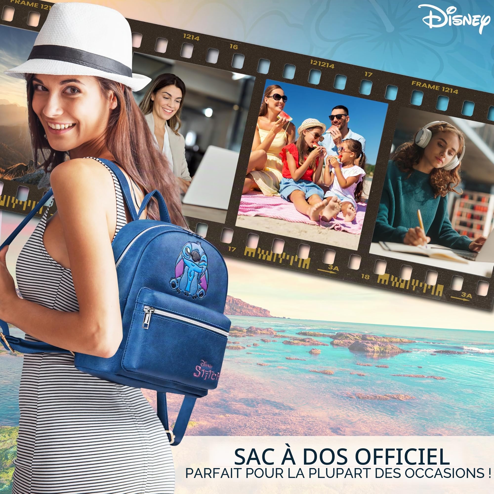 Disney Stitch Sac à Dos Femme Ado et Fille Petit Sac de Voyage Journée Shopping Mode en Similicuir Eeyore Cadeau pour Elle