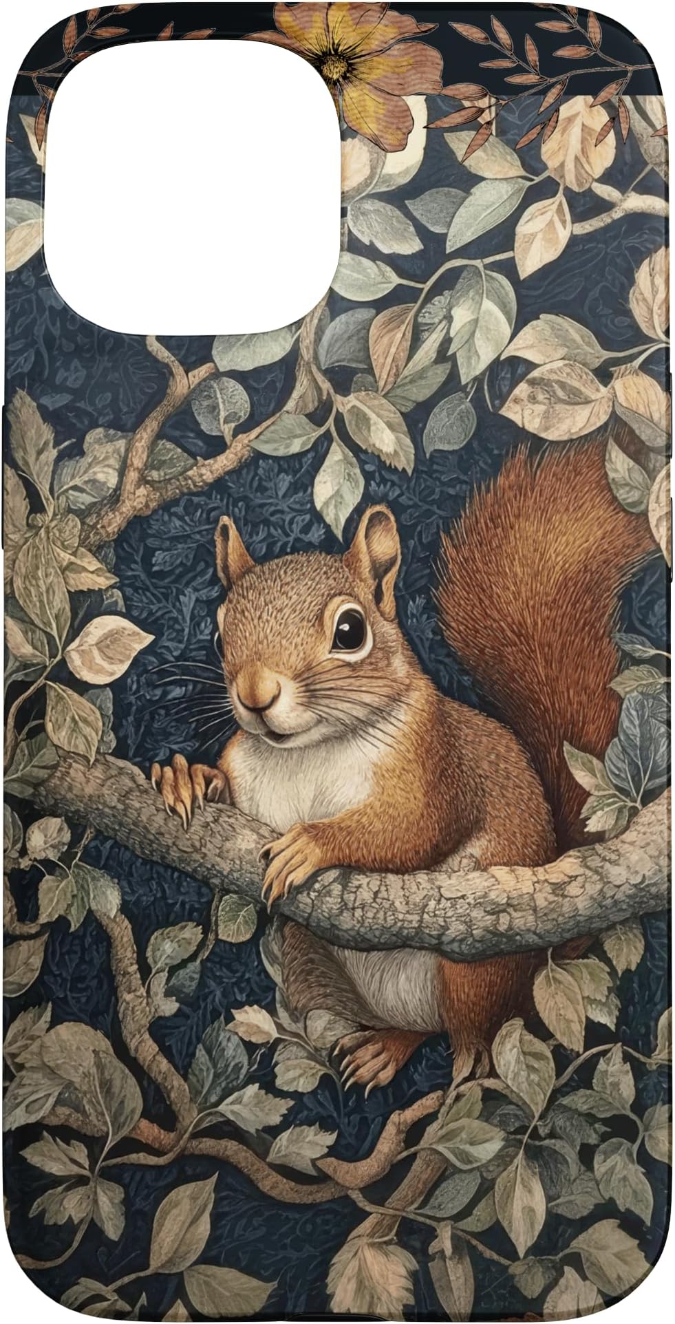 Red Squirrel in a Tree William Morris Style Case for iPhone 15