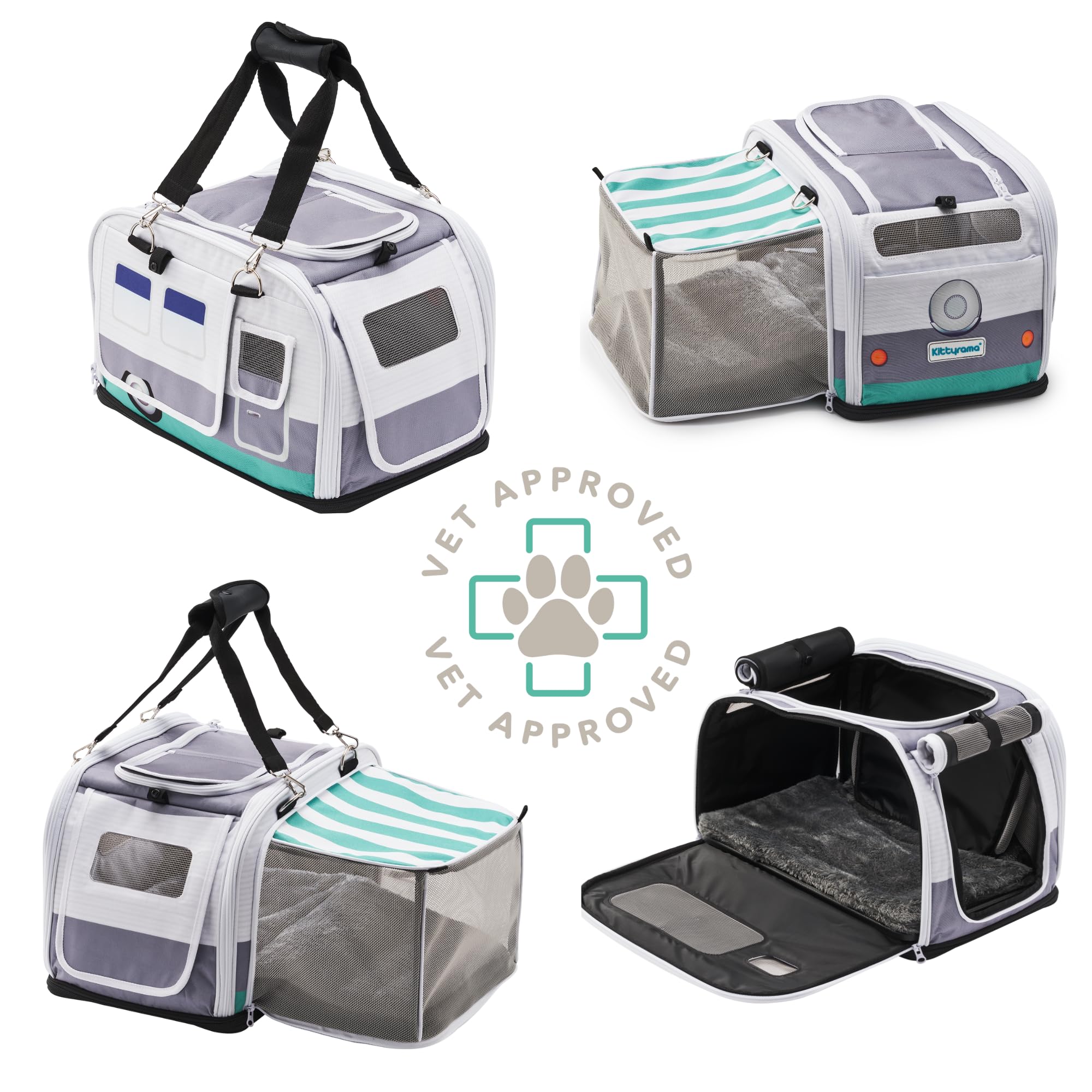 Kittyrama Soft-Sided Cat Carrier with Expandable Hideaway – Airline-Friendly Pet Travel Carrier, Top & Side Entry, Seatbelt Secure, Washable Mattress, Vet-Recommended Calming Den - image 3