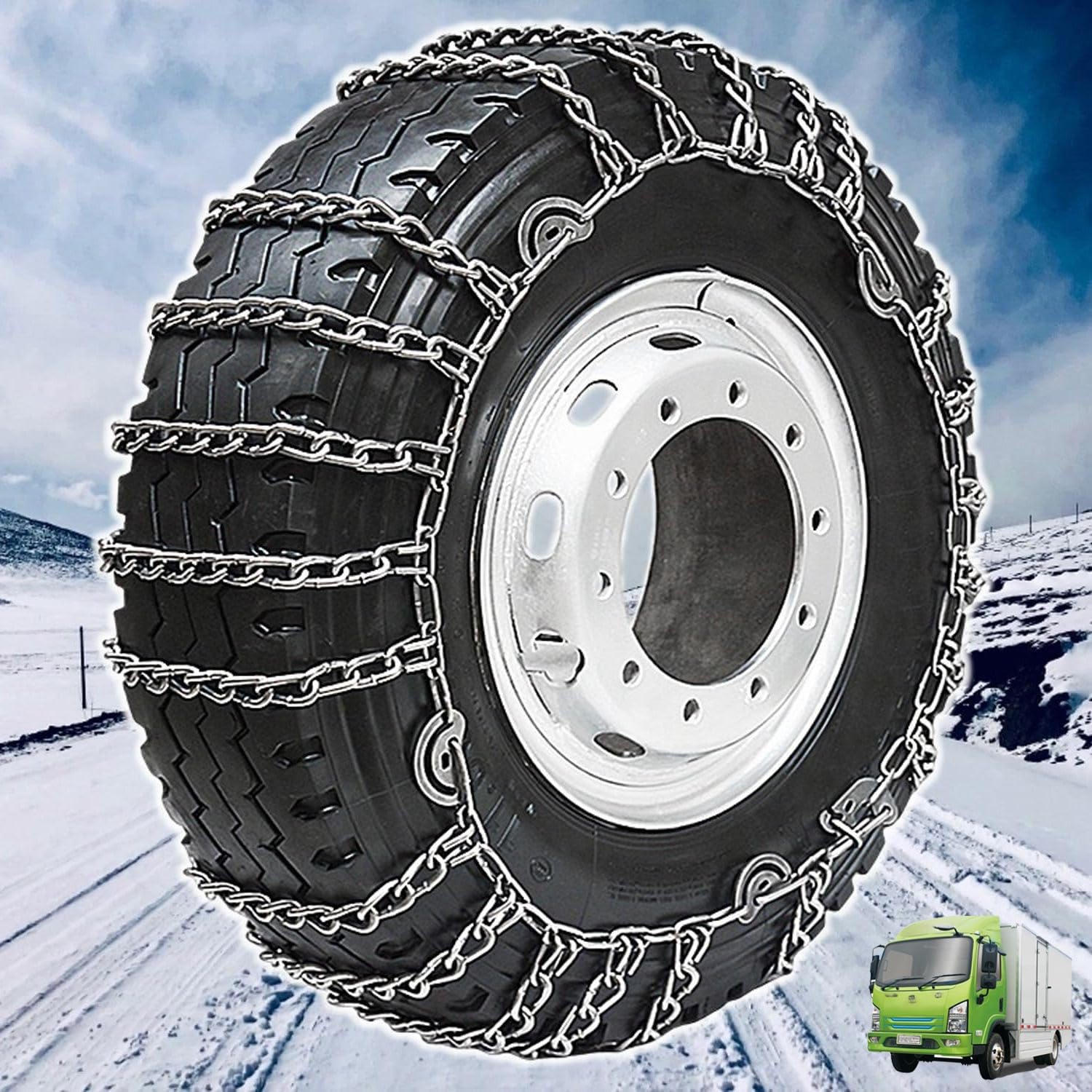 Tire Traction-2pcs Snow Chains for Semi Trucks Snow Chains for Tires Universal Metal Tire Chains for SUV Trucks Pickup Trucks Semi Trucks Van Trucks ATV Light Truck Heavy goods vehicles 11R22.5