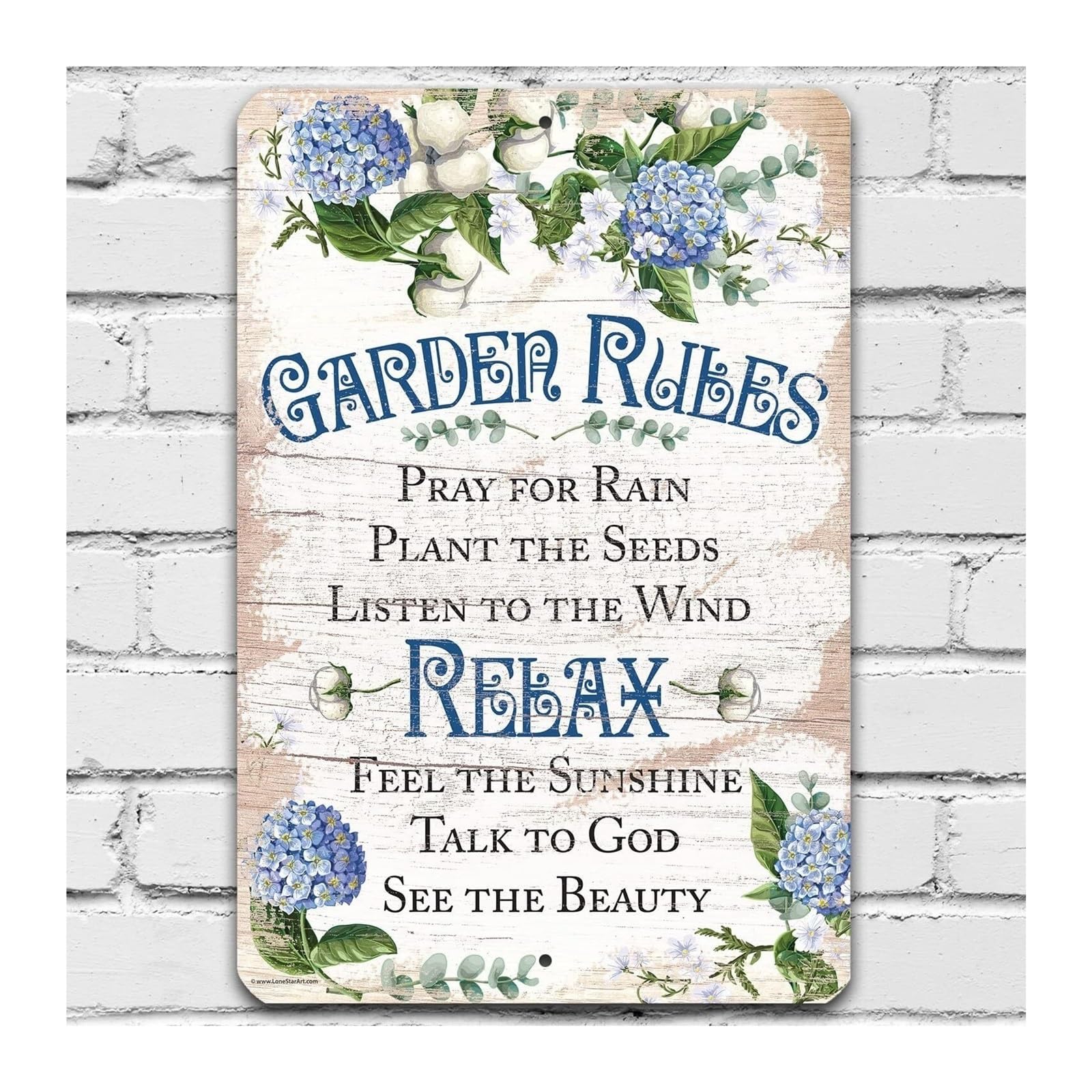 FNYUVNFAF Floral Garden Sign Metal Rules Wall Decor for Outdoor Patio Backyard Porch Welcome Home Farmhouse Style Decor 8 X 12 inch