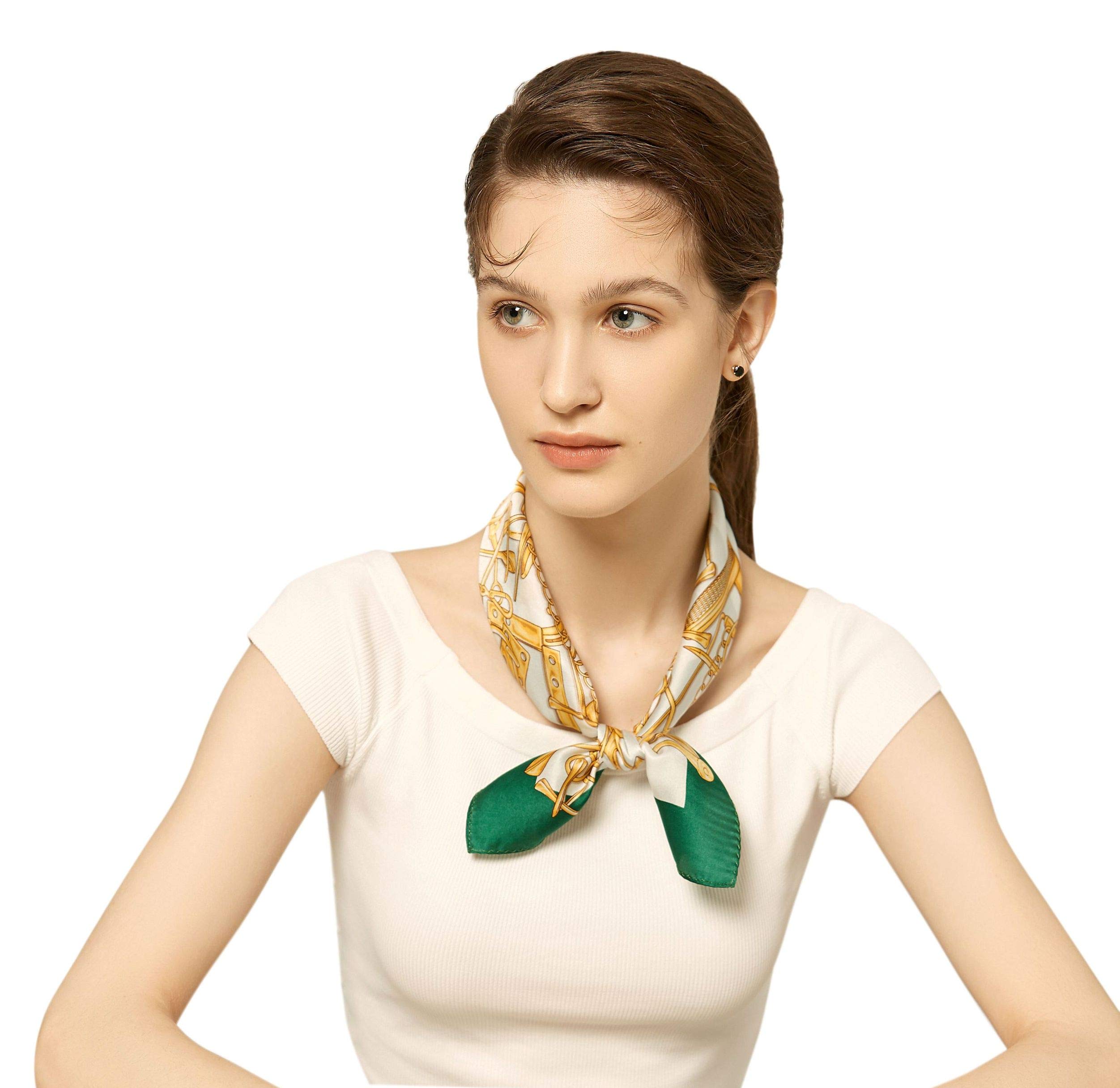 JeelowJeelow 100% Silk Mulberry Scarf Small Square Scarves For Women Hair Bandana Neckerchief