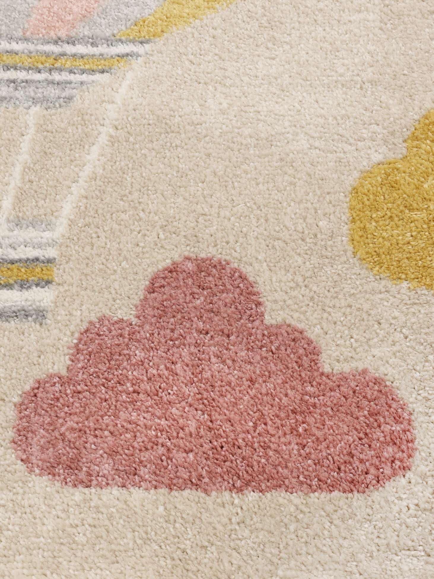 RugVista Balloon Ride, Kinderteppich, Moderne Teppiche, 140 x 200 cm, Rechteckig, Niedriger Stapel, Kinderzimmer, Nur chemische Reinigung, Ohne gefährliche Chemikalien, Beige/Rosa