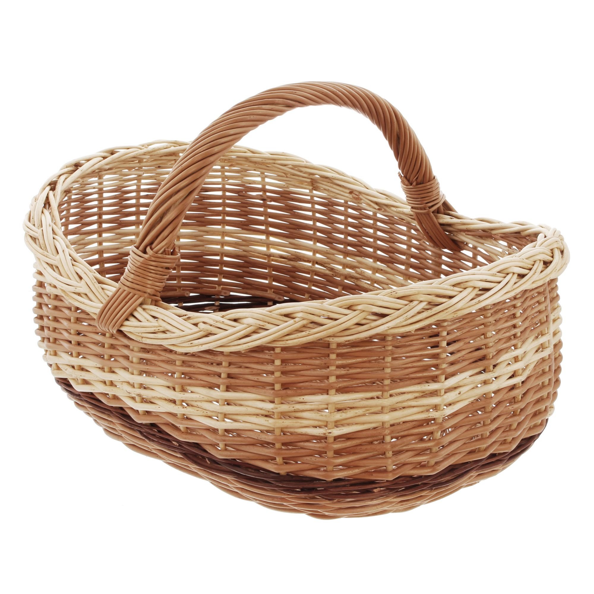 Cestino In Vimini Intrecciato Per Spesa, 52x37x21(40) Cm, Con Rivestimento In Tessuto Rimovibile, Fatto A Mano In UE