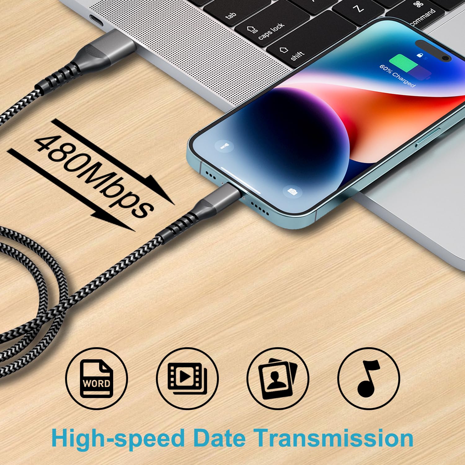 Cavo Lightning MFi Per IPhone 3 Metri - Ricarica Rapida E Trasmissione Dati - Compatibile Con IPhone E IPad