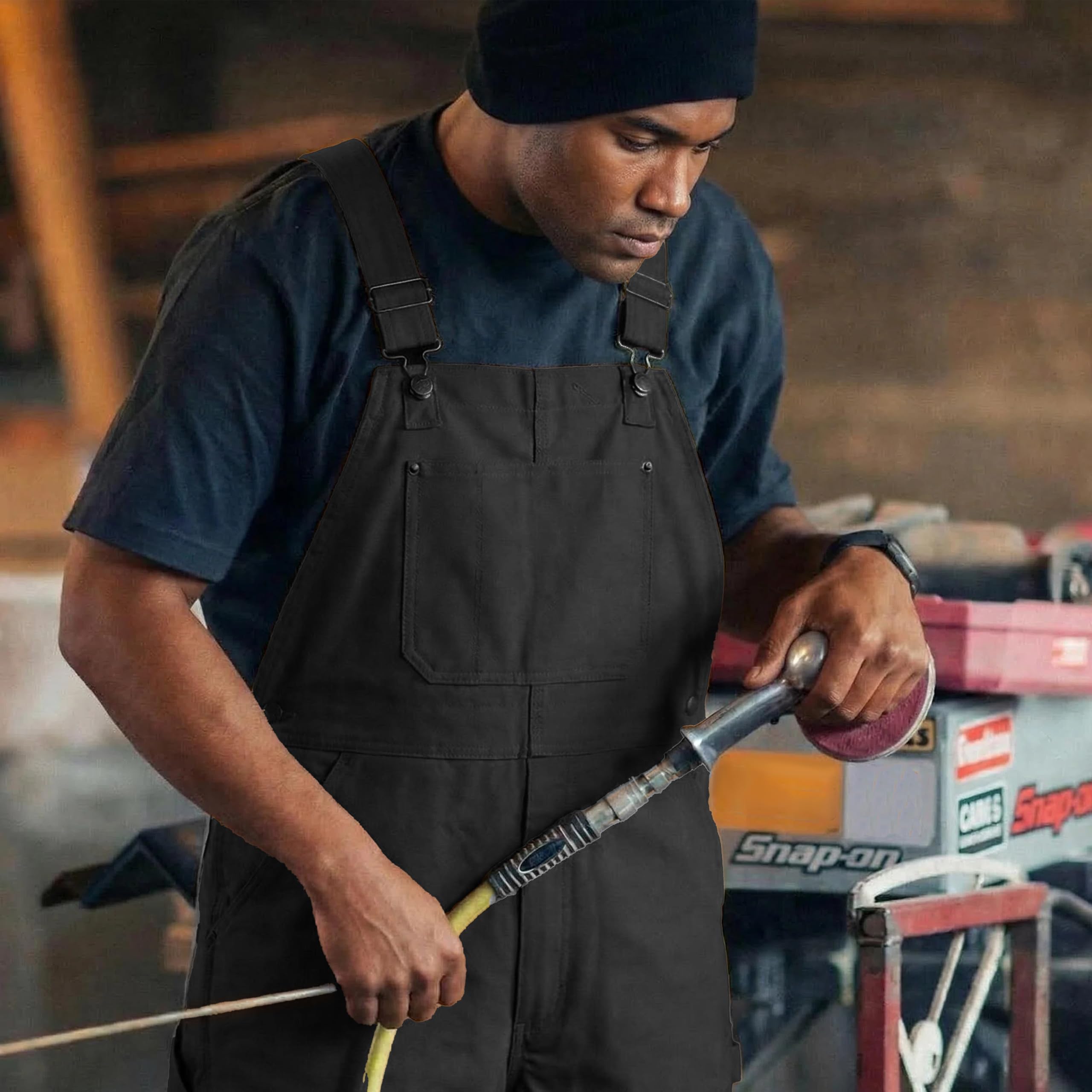 Herren Arbeitshose 100% Baumwolle mit Hosenträgern | Atmungsaktiv, 4 praktische Fächer, robuste Verarbeitung, für Baustelle und Outdoor-Einsätze