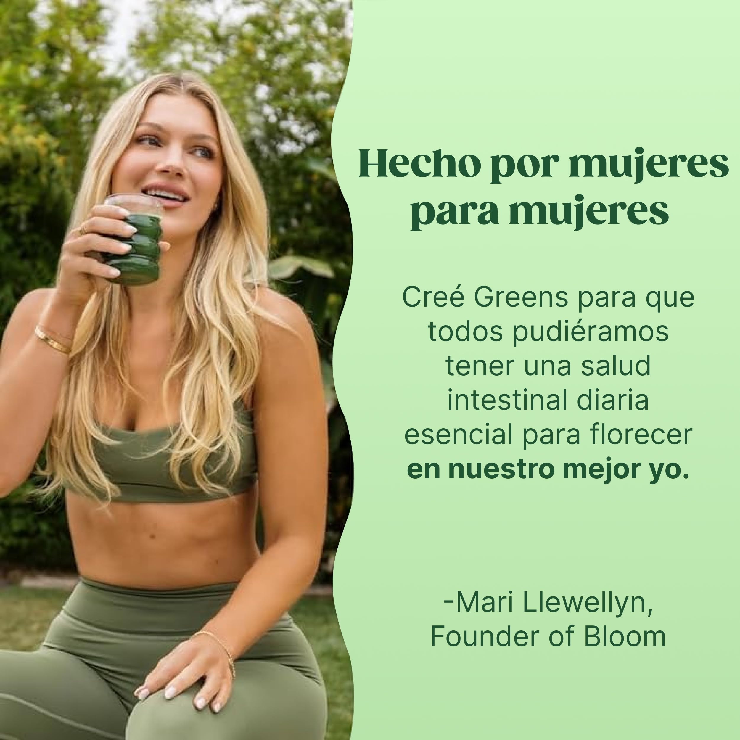 Bloom Superfood Mujer Fresa Kiwi con probióticos, enzimas, espirulina y chlorella. Apoya salud intestinal, energía, desintoxicación y anti-bloating. 25 porciones para smoothies.