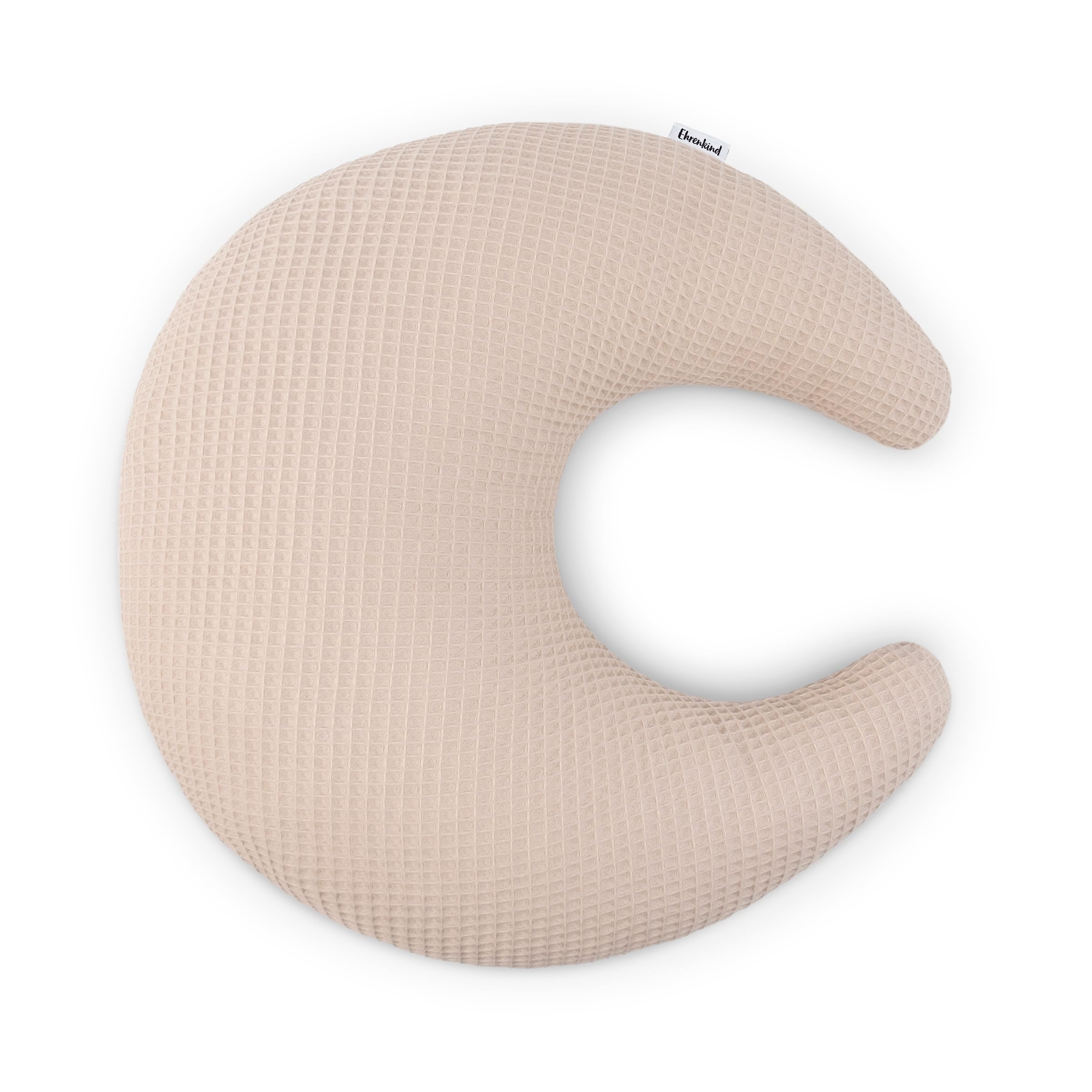 Ehrenkind® Kuschelkissen Mond aus Bio-Baumwolle | Waffelpiqué Dekokissen & Kuschelkissen fürs Kinderzimmer | Atmungsaktiv & formstabil | Beige