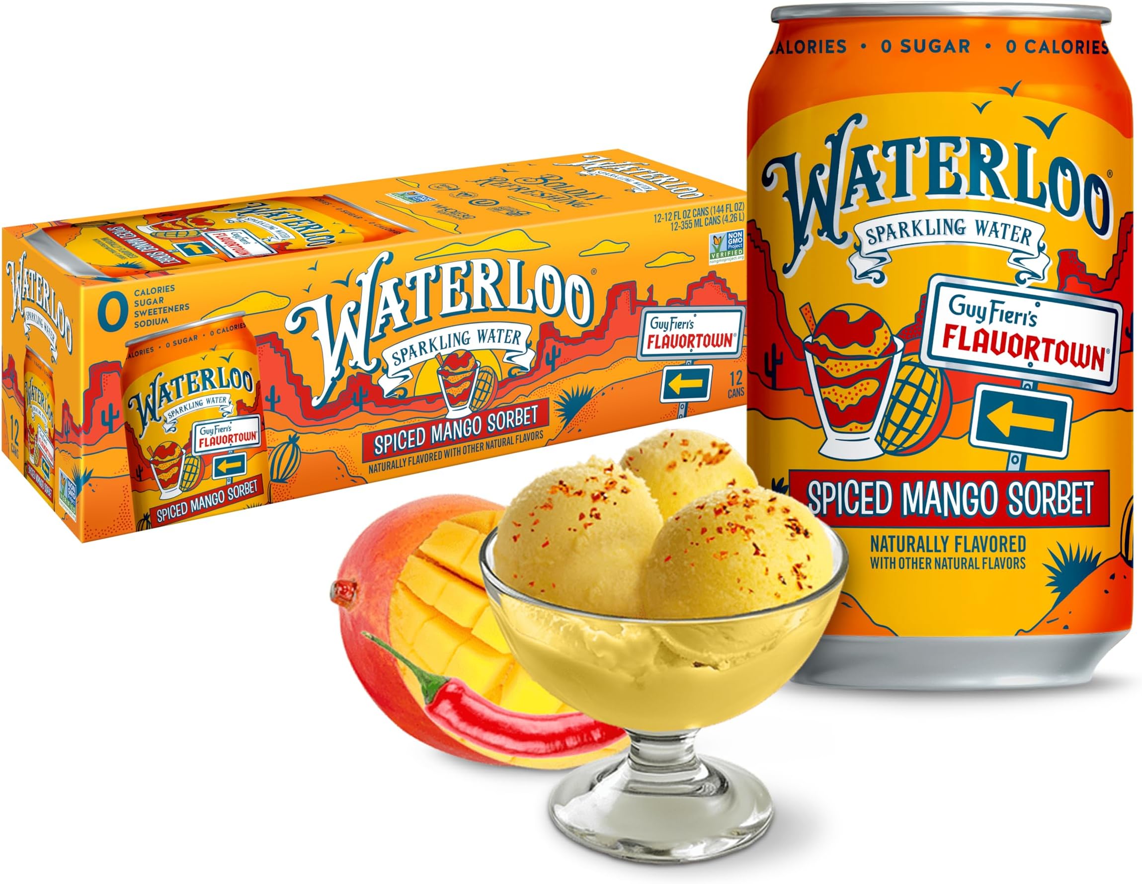 Spiced Mango Naturally Flavored, 12 Fl Oz Cans (Pack of 12) – Zero Calories and Zero Sugar or Sweeteners