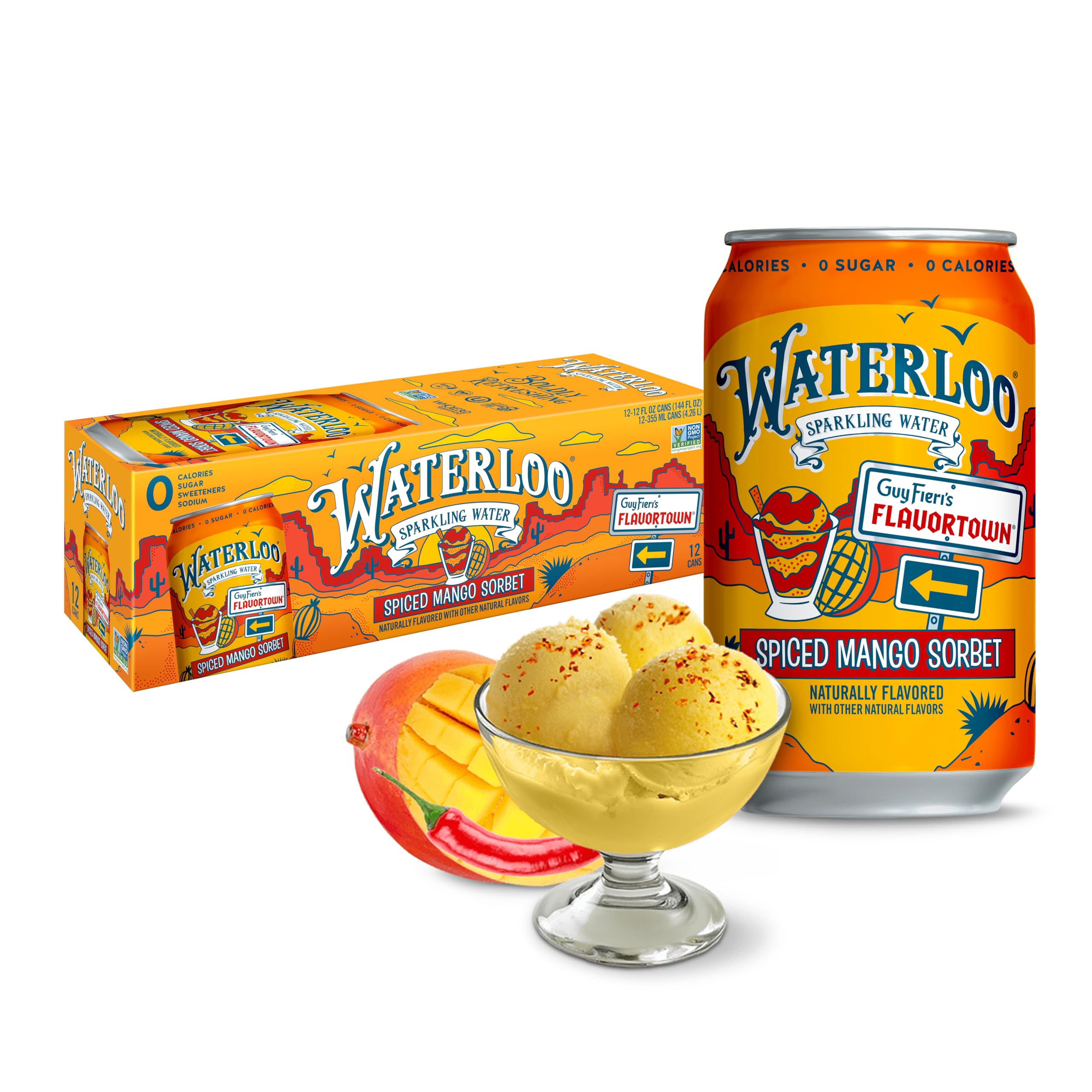 Waterloo Sparkling Water, Spiced Mango Naturally Flavored, 12 Fl Oz Cans (Pack of 12) – Zero Calories and Zero Sugar or Sweeteners