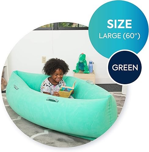 Vista 27 de Bouncyband - Silla sensorial Peapod mediana y cómoda, color azul de 60 pulgadas, divertida y inflable que proporciona alivio sensorial terapéutico
