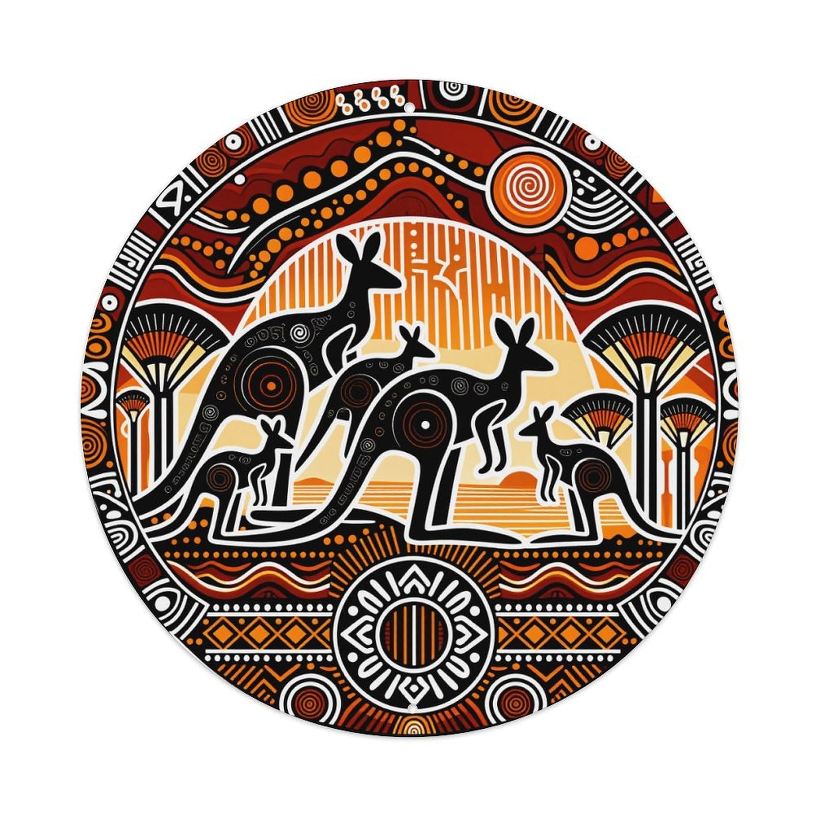 Aboriginal Art Kangaroo Pattern Sun Metal Tin Sign Plaque