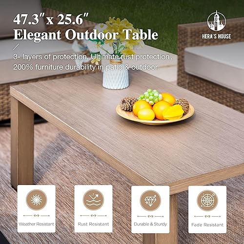 Miniatura 8 de HERA'S HOUSE Juego de conversación de muebles de patio, sillas de mimbre giratorias para exteriores con reposabrazos ampliados de 4.92 pulgadas,