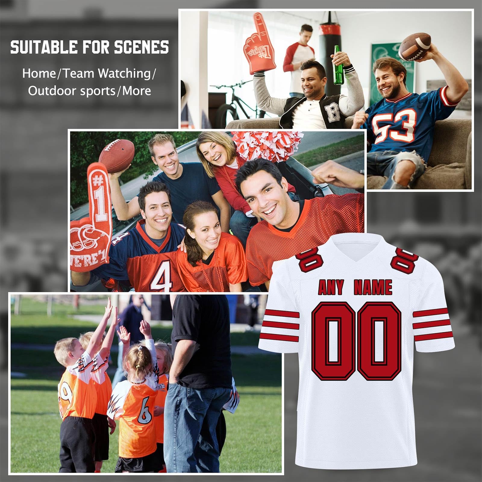 Magliette Personalizzate Maglie Football Americano, Stampate con Nomi e Numeri, Adatte a Bambini, Adulti, Uomini e Donne