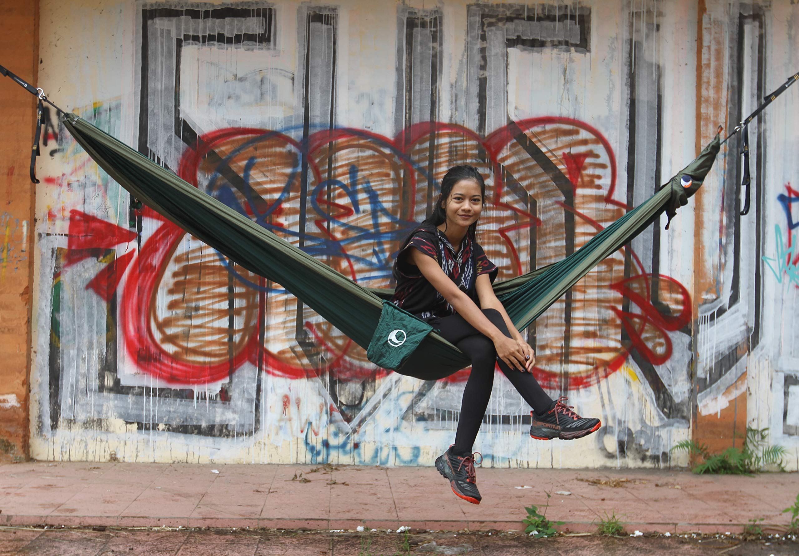 Ticket to the Moon Original per 1-2 Persone, commercio equo & fatta a mano, leggera VERDE SCURO/VERDE MILITARE per viaggiare, il campeggio e l'uso quotidiano, XL 3.2*2m, 600g, nylon paracadute in seta