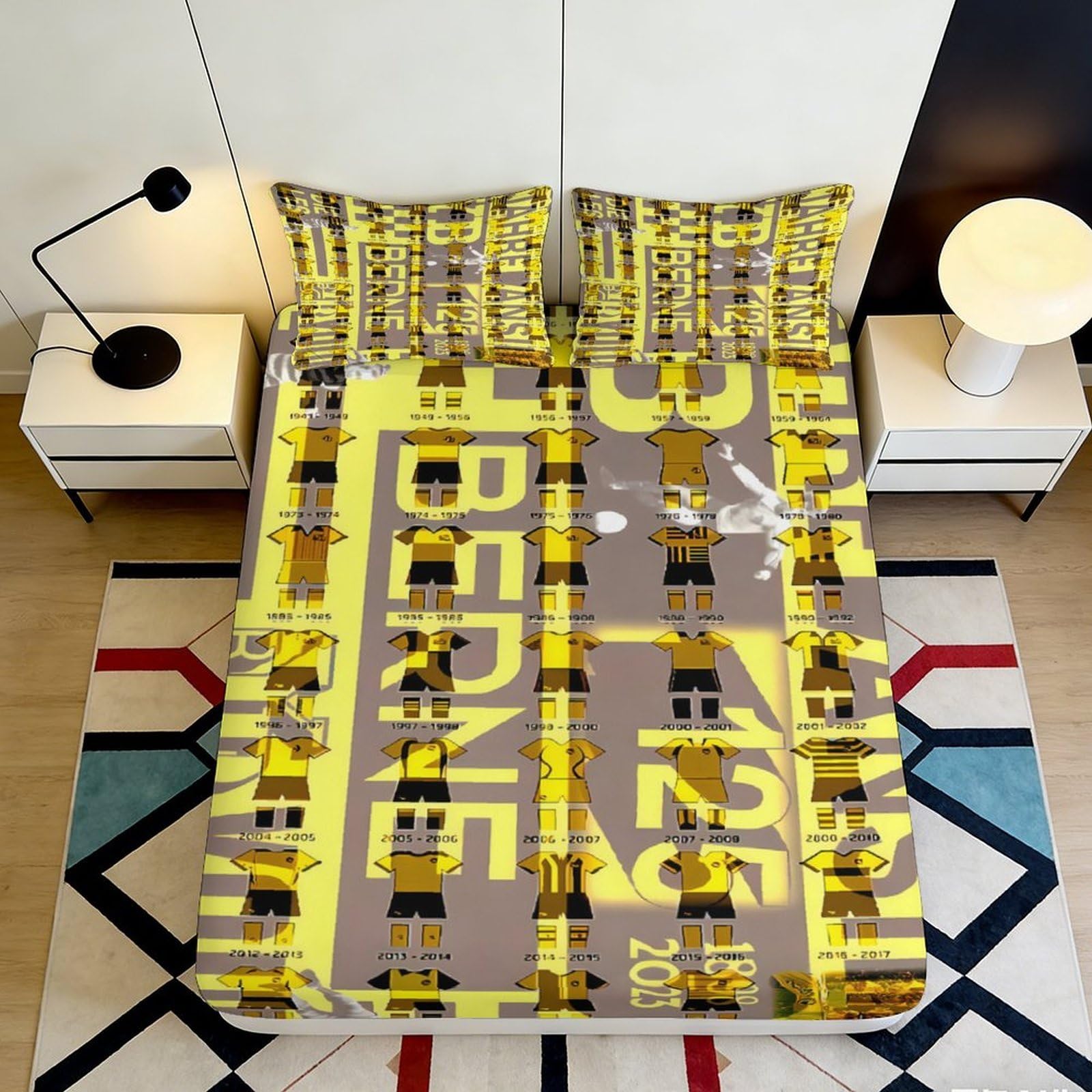 3D Printed Urban Yellow Graffiti Fitted Sheet Microfiber Soft Breathable City Map Bed Cover for Bedroom Guest Room Decor 90x200x25cm