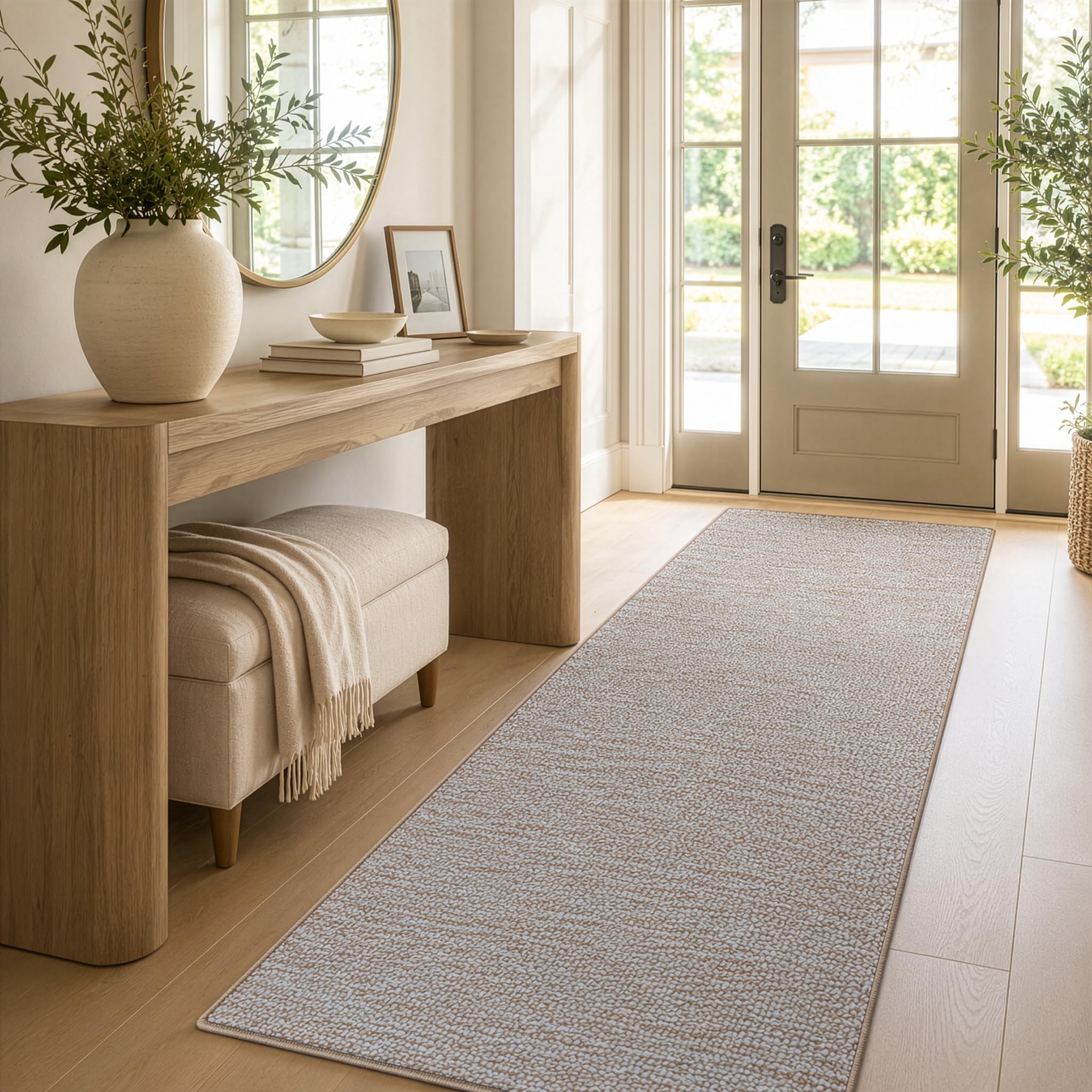 casa pura Teppich Läufer London - Meterware - Teppichläufer für Wohnzimmer, Flur, Küche - Flacher Schlingenflor (Beige - 100x200 cm)