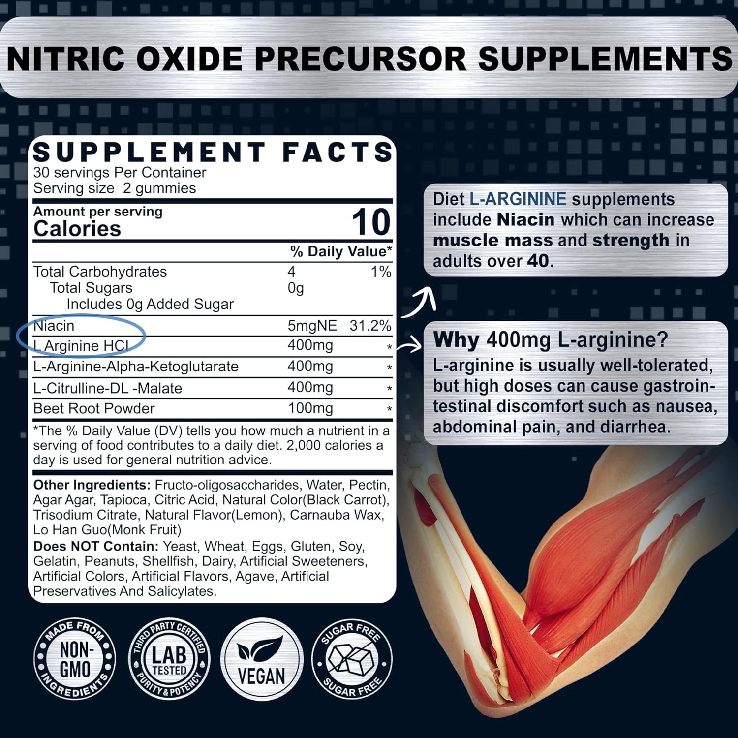 Nextdia L arginnine Gummies + Berberine Supplement 1500mg