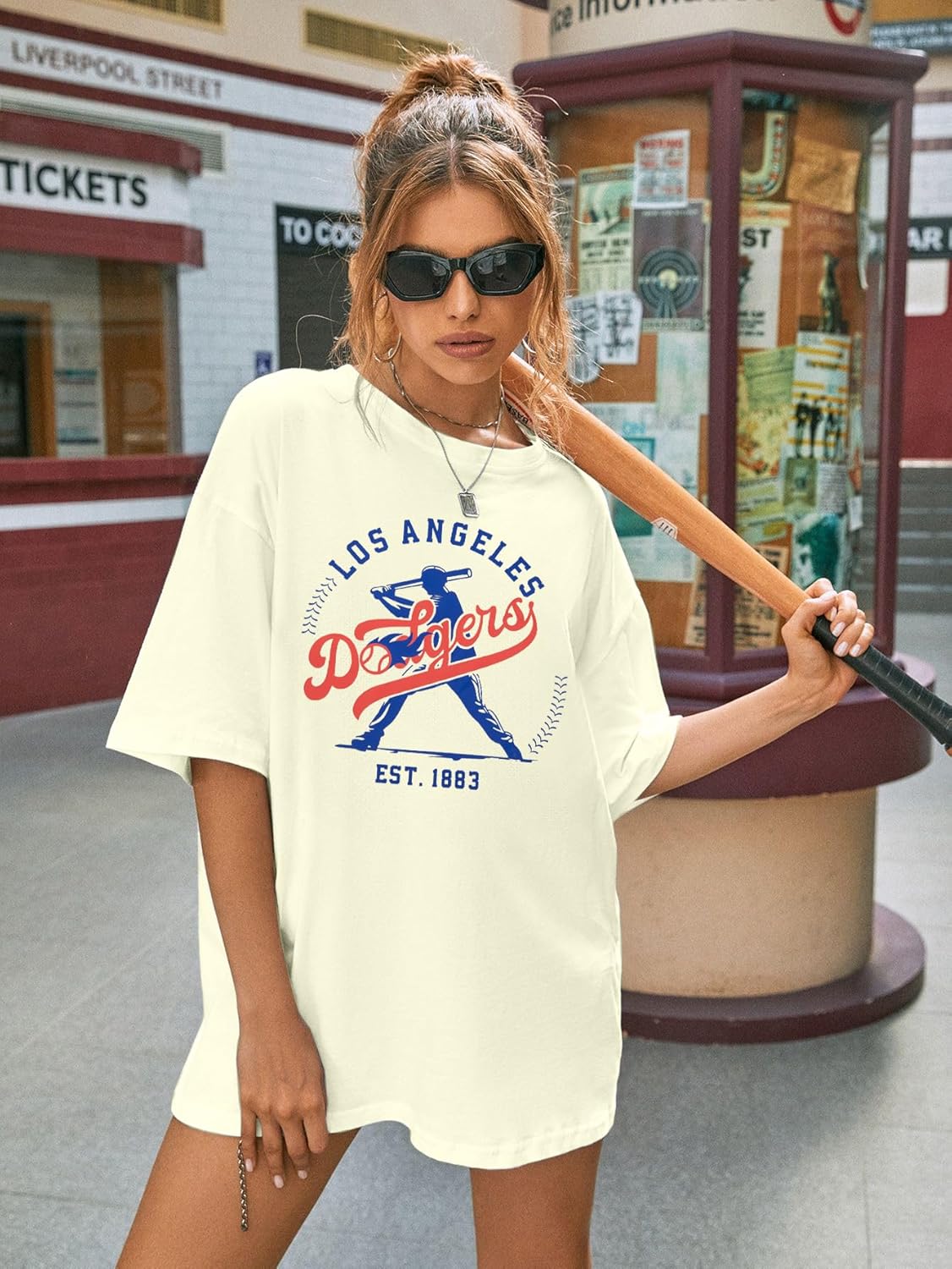 Baseball Shirt Women Oversized Game Day Shirts Dadgers Baseball Fan Shirt Sport Team Fans Short Sleeve Tee - Image 2
