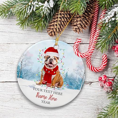 Vista 45 de Rottweiler - Adorno de cerámica personalizado para perro de Papá Noel, nombre y texto personalizados para mascotas, feliz para los amantes
