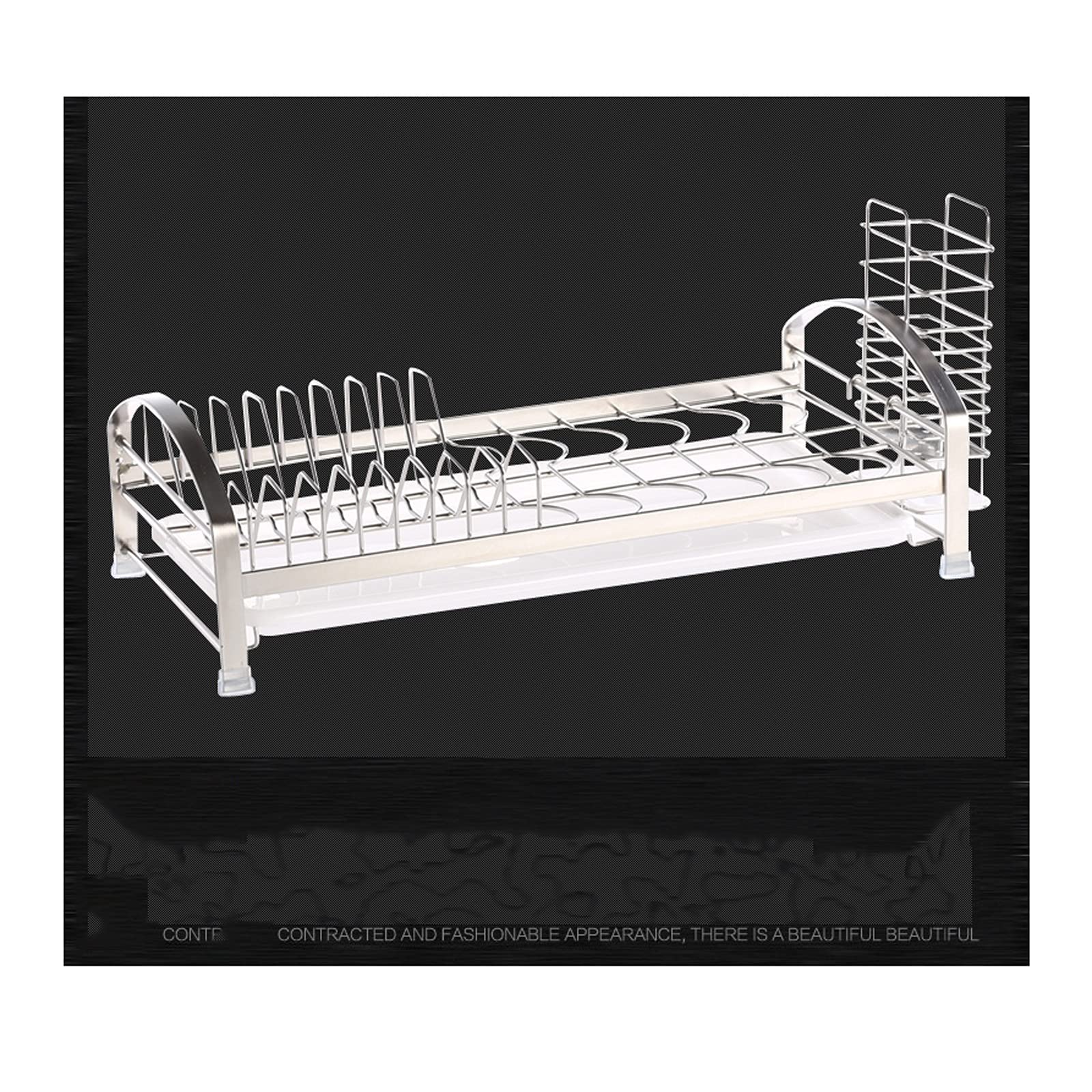Küchen-Geschirrtrockner Single Layer 304 Edelstahl-Trocken- und Drain-Dish-Rack-Drain-Rack-Gerichte und Geschirrspeicherregale Multifunktionaler Abtropfständer (Color : B)