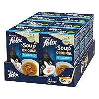 Purina Felix Soup Original Cibo Umido per Gatti con Merluzzo, Tonno e Platessa