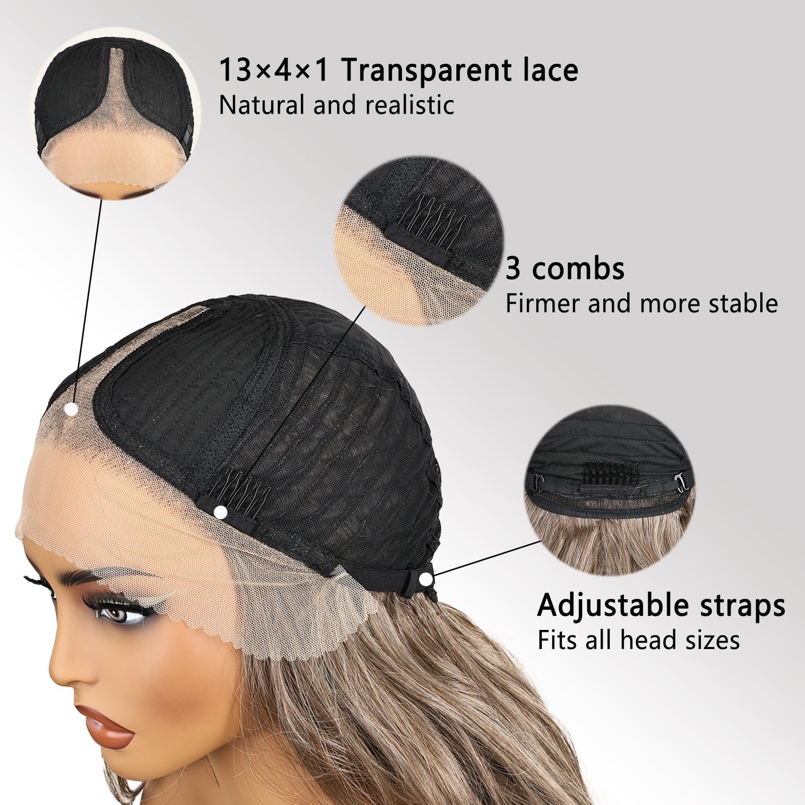 FABLLE Pink Lace Front Wig - 30 Inch Glueless Body Wave Synthetic Wig with Baby Hair Gradient Pink Color: 30 Inch Ash Blonde