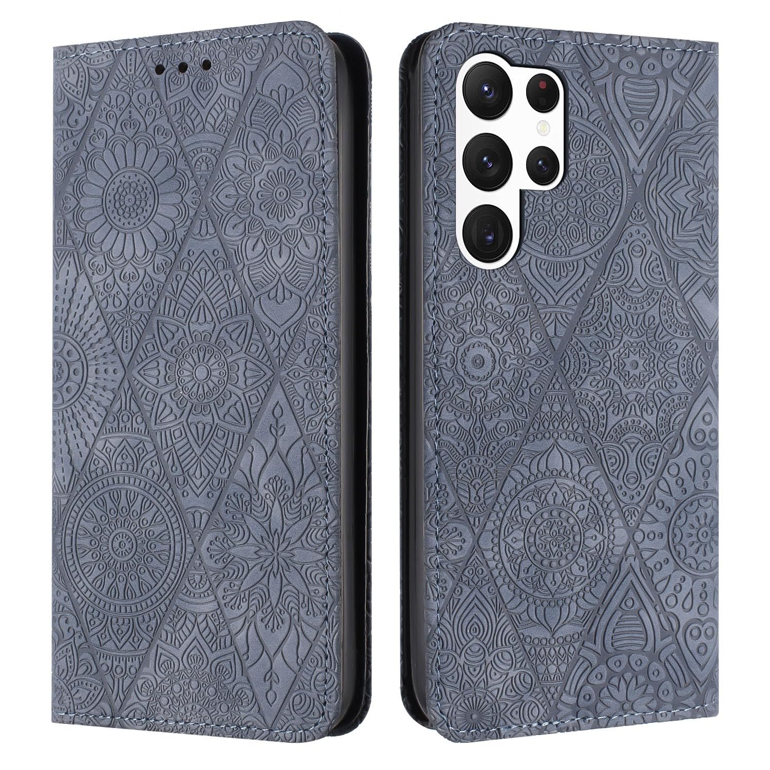 Étui Samsung Galaxy S25 Plus gris avec portefeuille à rabat - 6