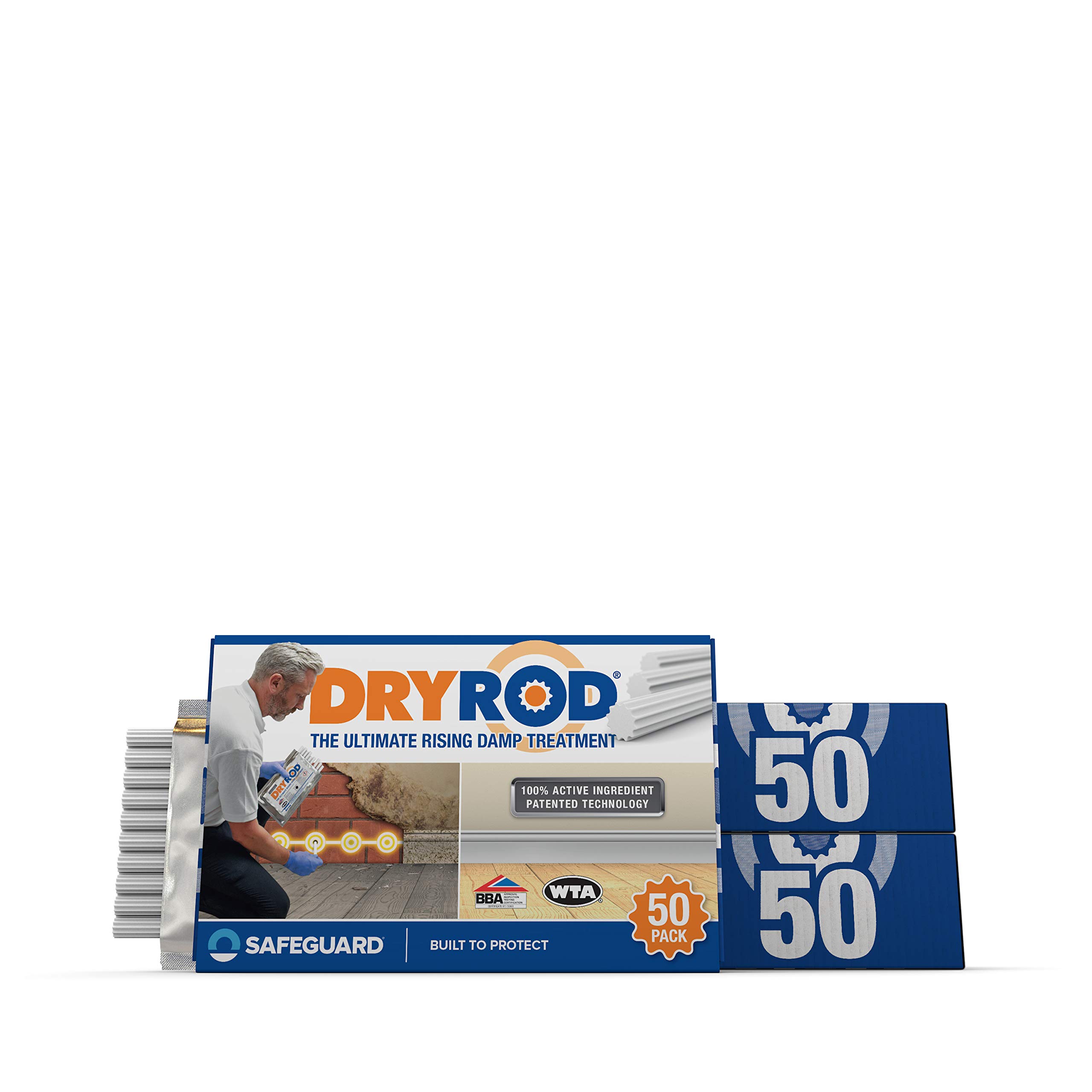Dryzone Dryrod Damp Proofing Rods (50 Pack x 3) - BBA-Approved Rising Damp Treatment, Stronger Than DPC Injection Creams. Coverage 18m