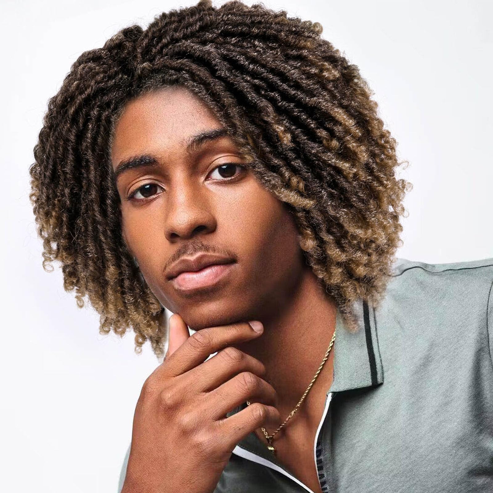 KASTWAVE Dreadlock Wig for Men, 12 Inch Short Dreadlock Wigs, Medium Length Coiled Braided Wigs, Soft Faux Locs Hair Wigs, Twisted Afro Kinky Wigs, for Daily or Party