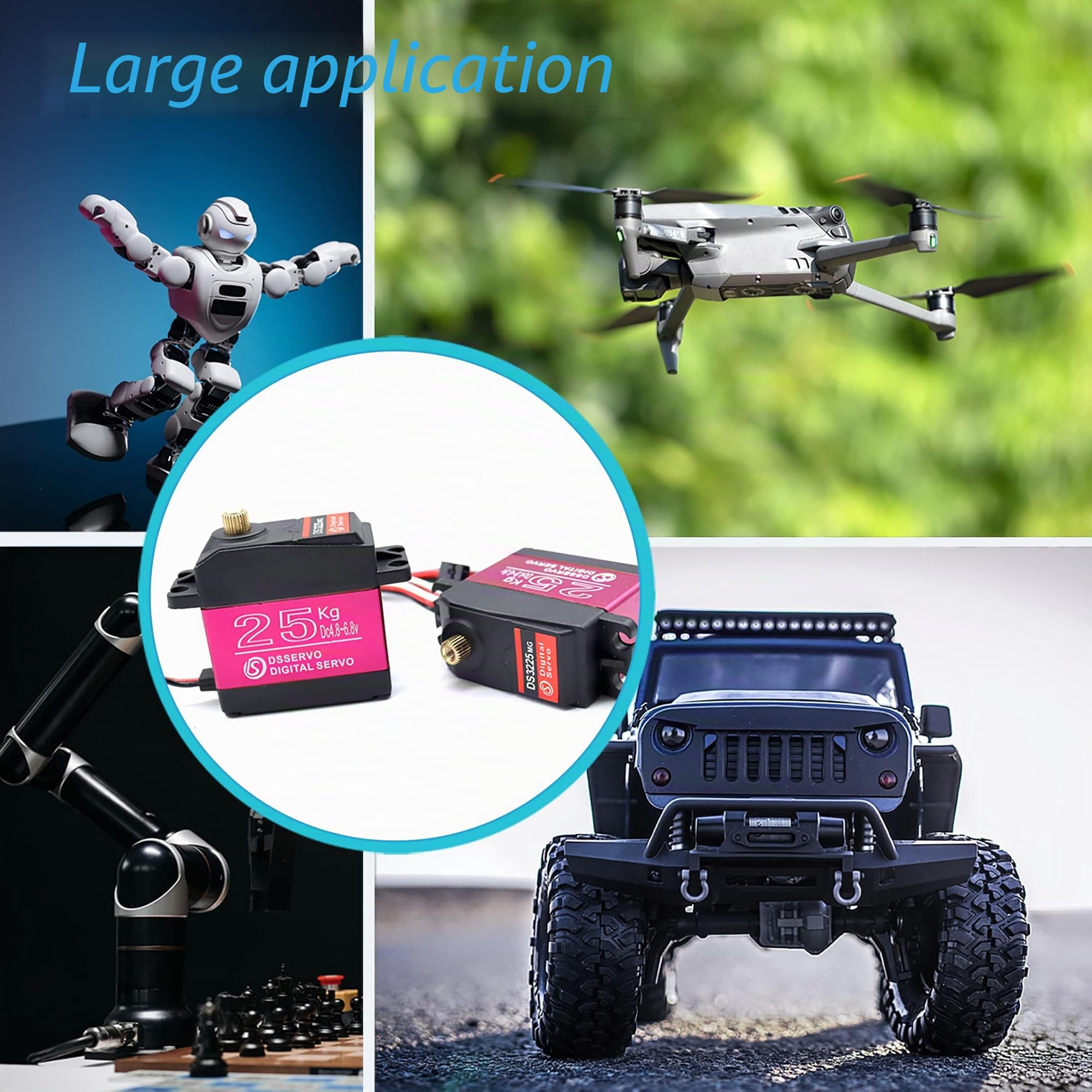 25kg Servo Numérique, Engrenage Entièrement en Métal Étanche à Couple élevé Servomoteur Angle de Direction 270° Convient pour RC Traxxas HSP RC Voiture Avion Navire Robot DIY (2pcs)