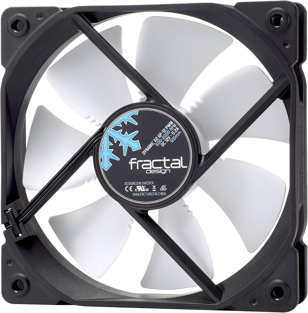 Fractal Design Dynamic X2 GP-12 PWM Computer Fan - Silent Fan - High Airflow – 120x120x25 mm – 1200RPM – Hydraulic Fdb Bearings – Trip Wire - View 1